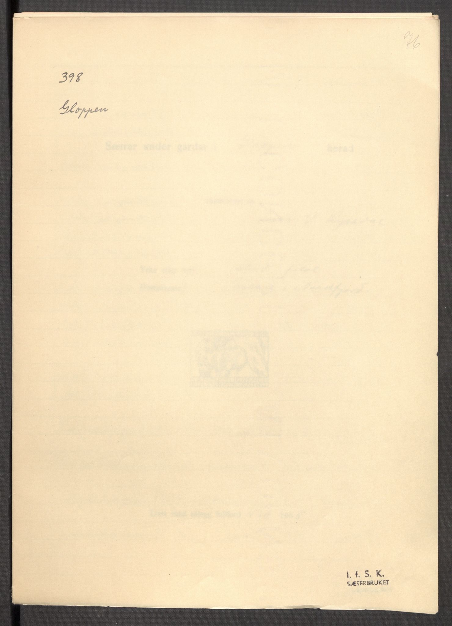 Instituttet for sammenlignende kulturforskning, RA/PA-0424/F/Fc/L0012/0001: Eske B12: / Sogn og Fjordane (perm XXXI), 1933-1937, p. 76