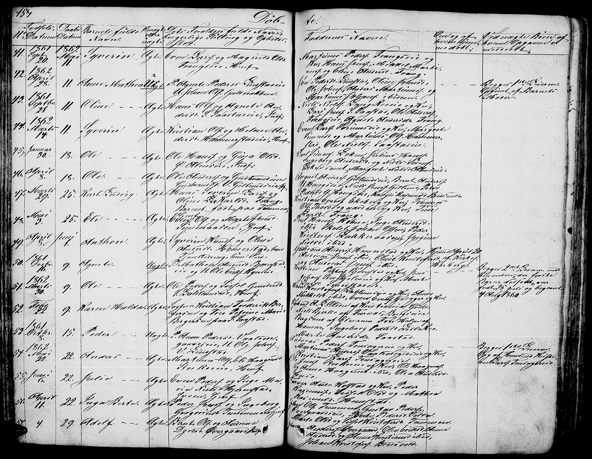 Stange prestekontor, SAH/PREST-002/L/L0003: Parish register (copy) no. 3, 1840-1864, p. 157