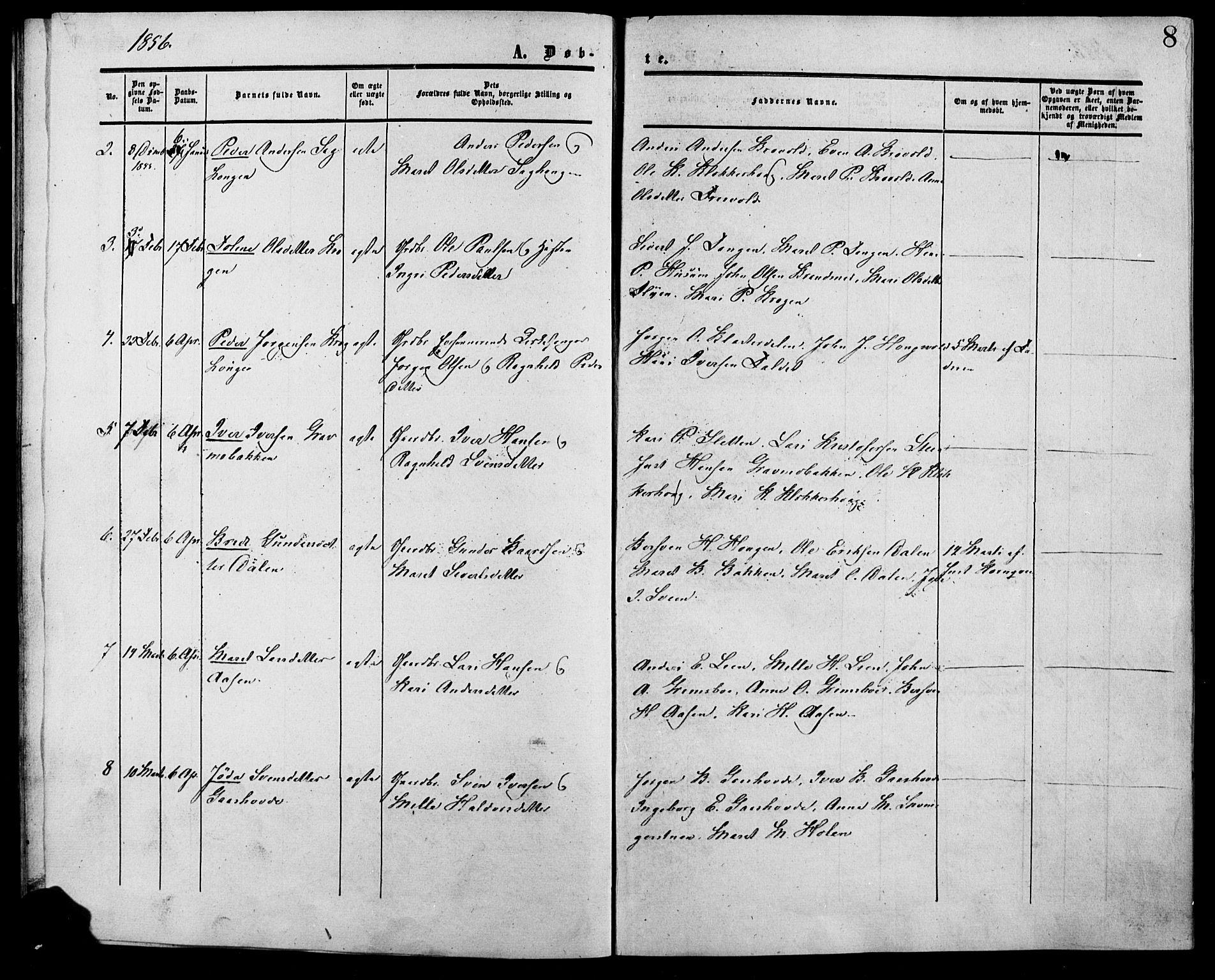 Lesja prestekontor, SAH/PREST-068/H/Ha/Haa/L0007: Parish register (official) no. 7, 1854-1862, p. 8