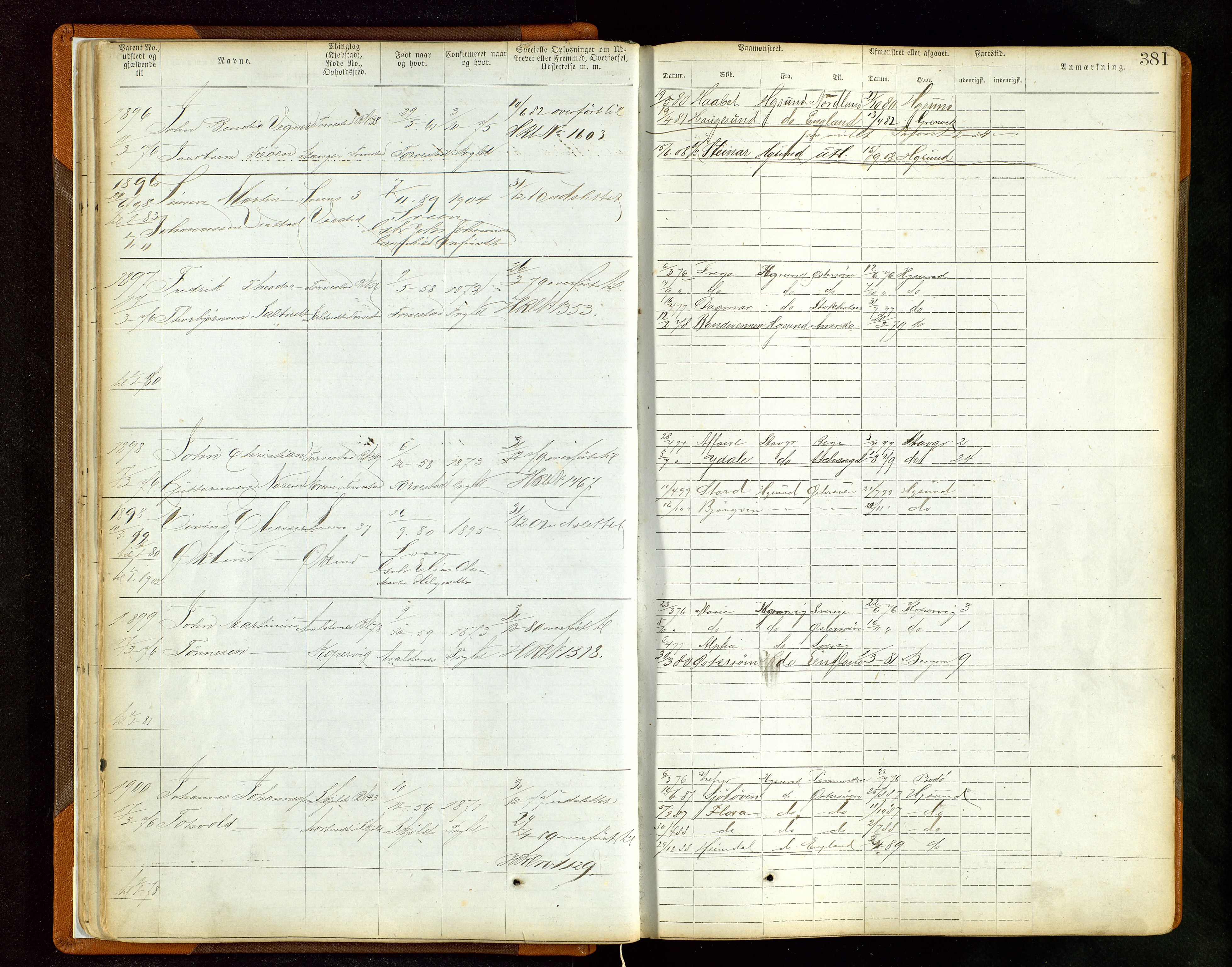 Haugesund sjømannskontor, AV/SAST-A-102007/F/Ff/L0003: Sjøfartsrulle Haugesund krets nr. 1 - 3590, 1868-1948, p. 381