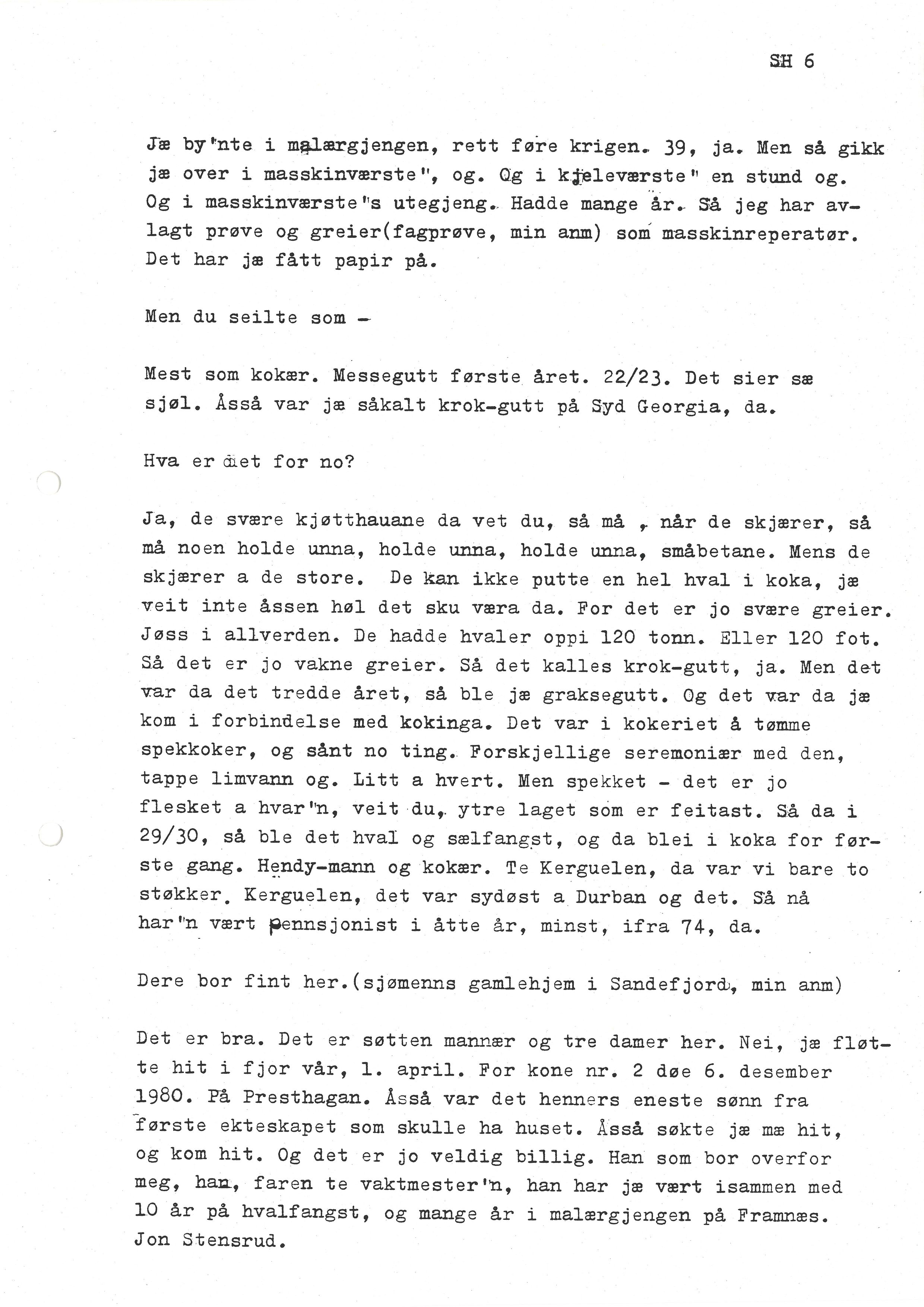 Sa 16 - Folkemusikk fra Vestfold, Gjerdesamlingen, VEMU/A-1868/I/L0001: Informantregister med intervjunedtegnelser, 1979-1986