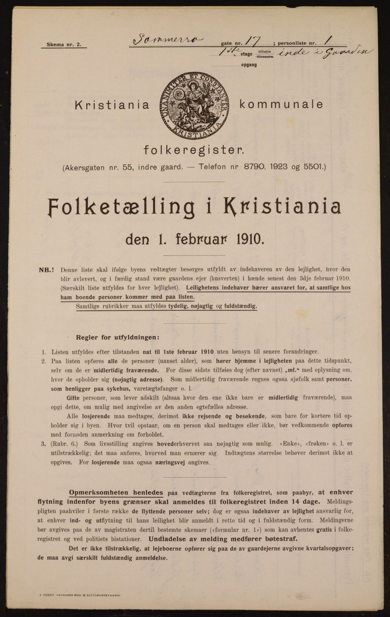 OBA, Municipal Census 1910 for Kristiania, 1910, p. 95063