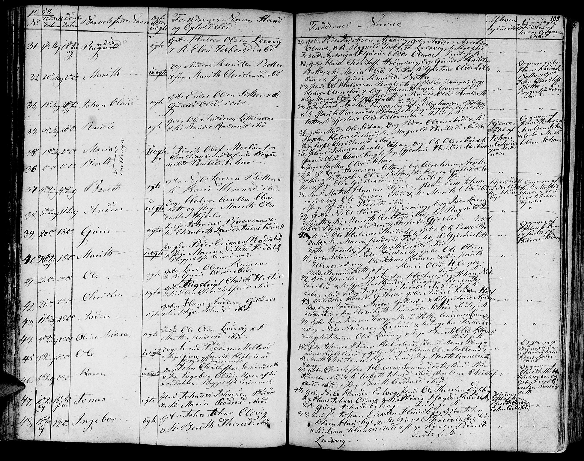 Ministerialprotokoller, klokkerbøker og fødselsregistre - Møre og Romsdal, AV/SAT-A-1454/578/L0904: Parish register (official) no. 578A03, 1836-1858, p. 105