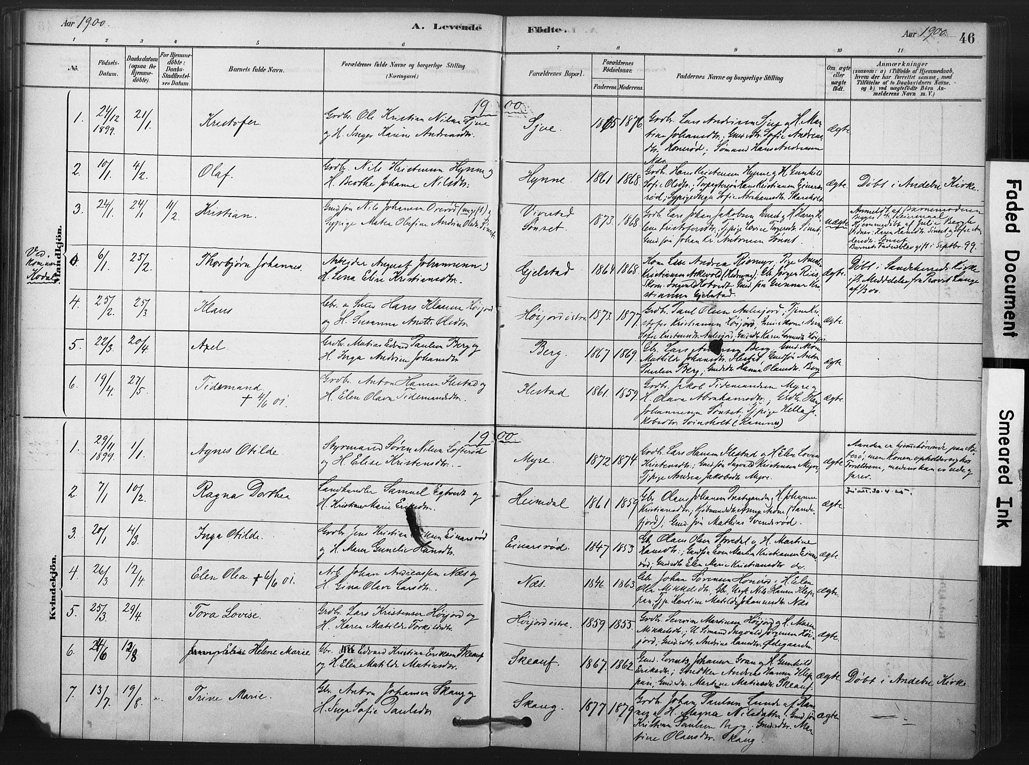 Andebu kirkebøker, SAKO/A-336/F/Fa/L0009: Parish register (official) no. 9, 1878-1909, p. 46