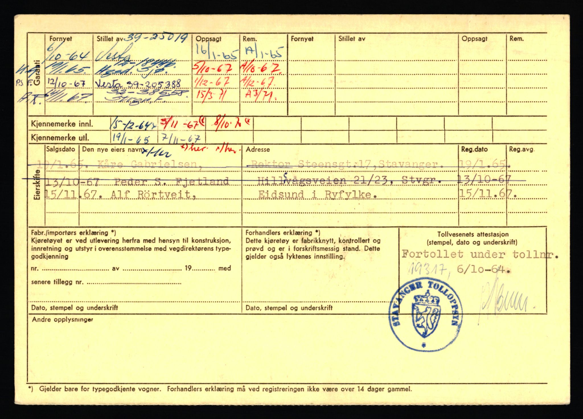 Stavanger trafikkstasjon, AV/SAST-A-101942/0/F/L0072: L-82200 - L-84099, 1930-1971, p. 1166