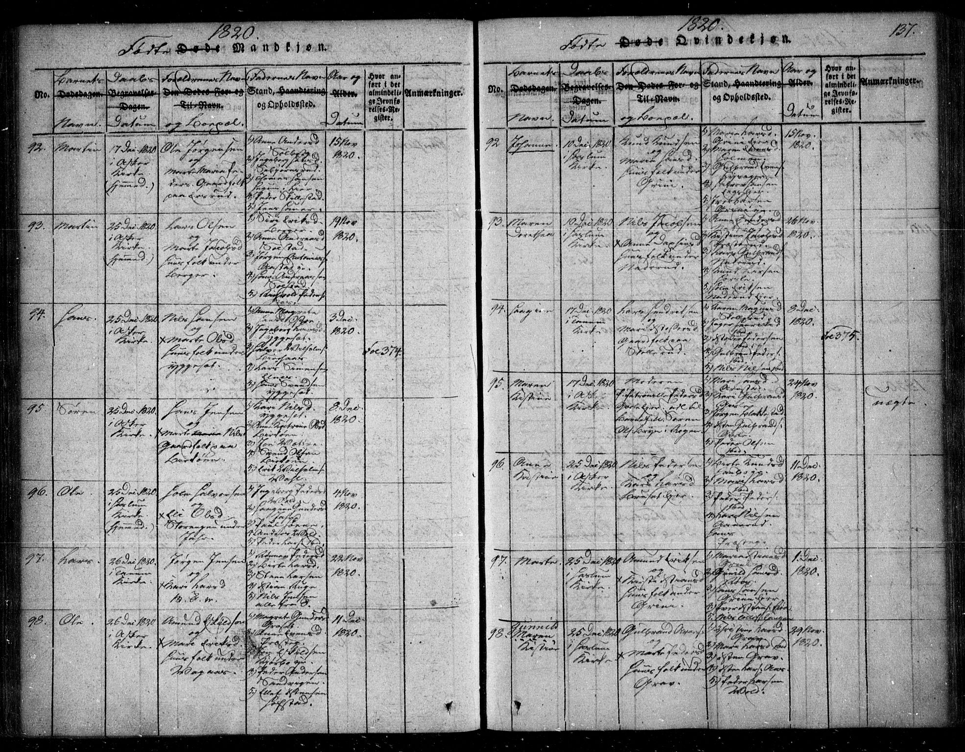 Asker prestekontor Kirkebøker, SAO/A-10256a/F/Fa/L0006: Parish register (official) no. I 6, 1814-1824, p. 137