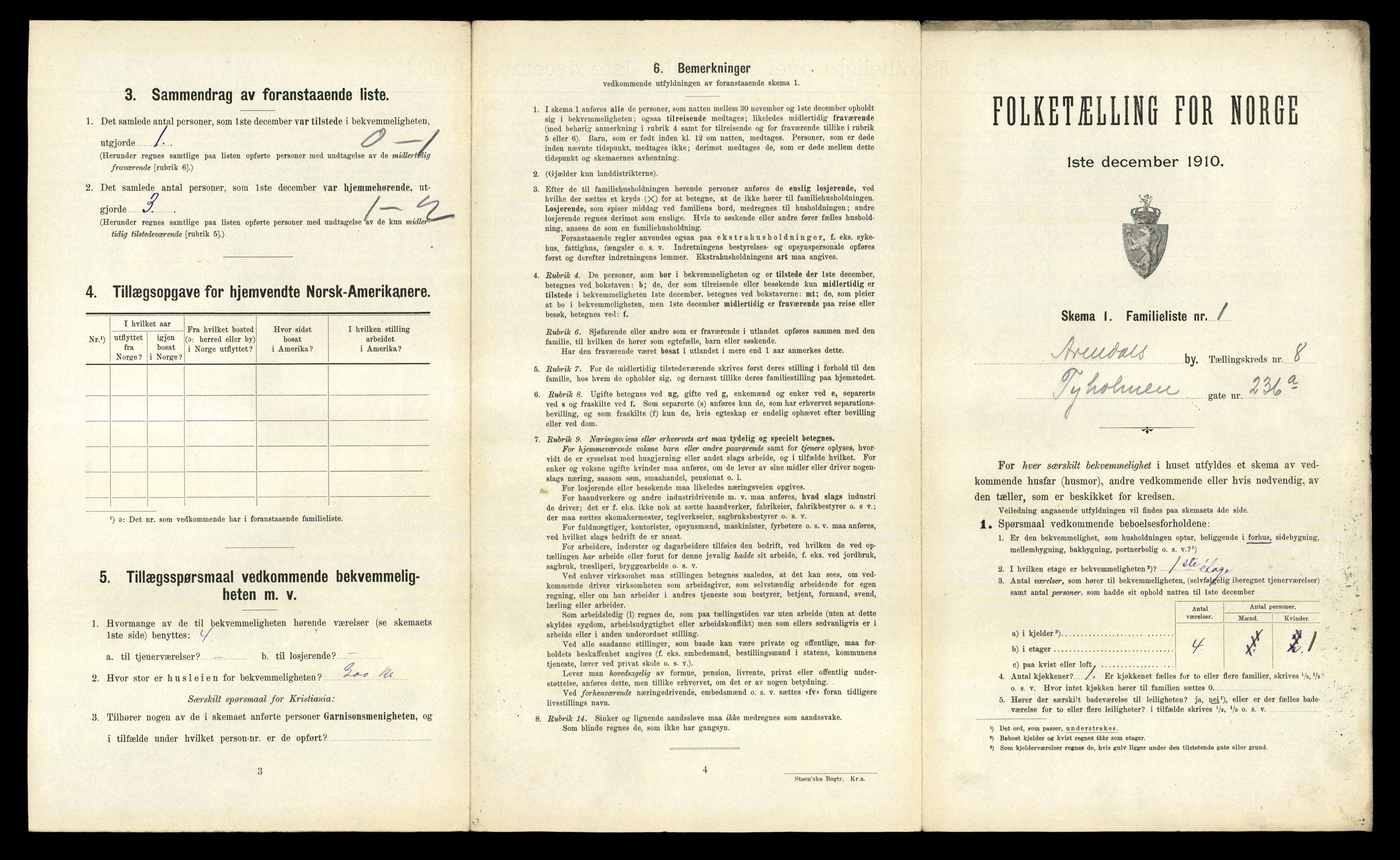 RA, 1910 census for Arendal, 1910, p. 2541