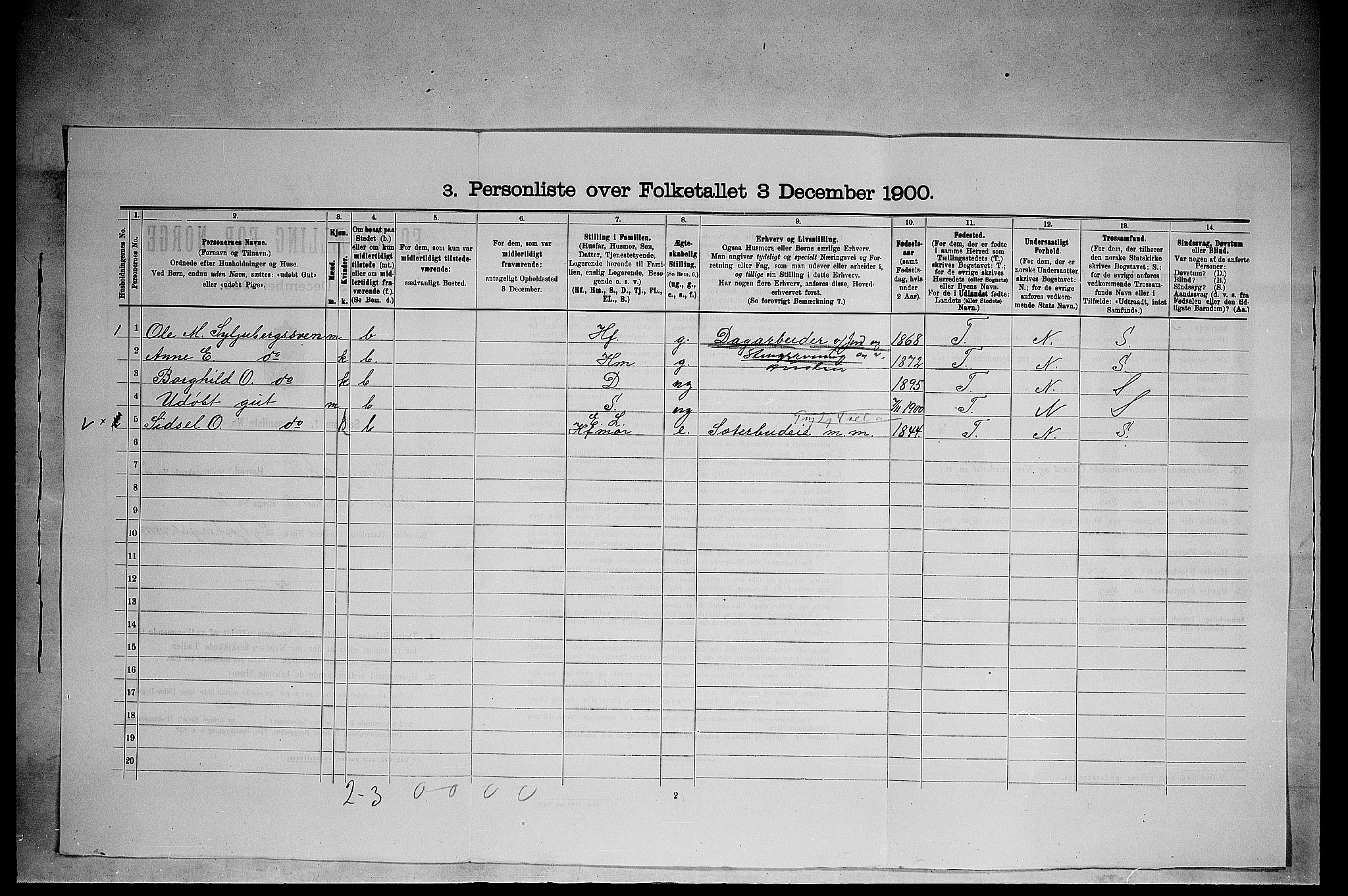 SAH, 1900 census for Ringsaker, 1900, p. 3678