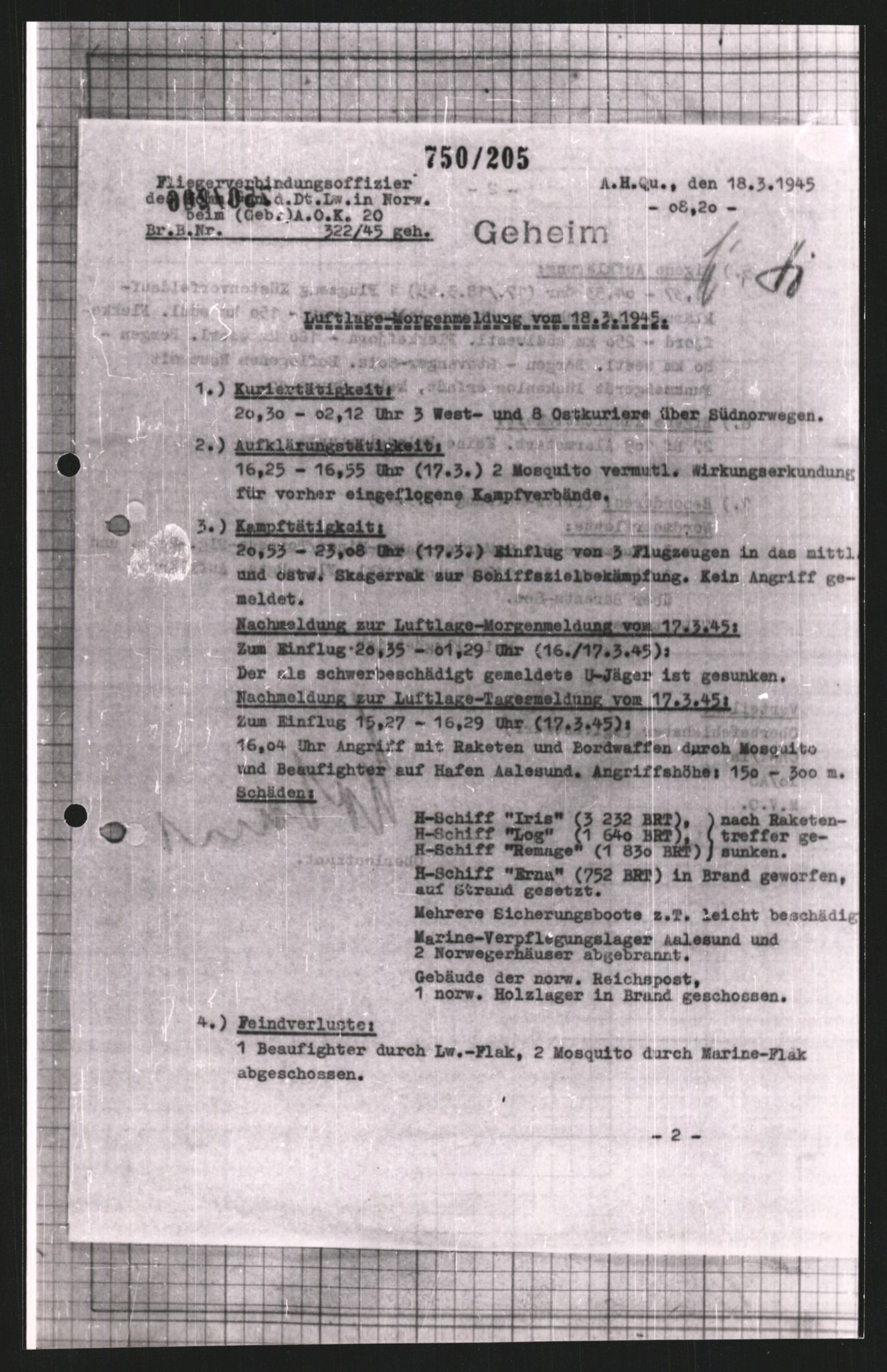 Forsvarets Overkommando. 2 kontor. Arkiv 11.4. Spredte tyske arkivsaker, AV/RA-RAFA-7031/D/Dar/Dara/L0008: Krigsdagbøker for 20. Gebirgs-Armee-Oberkommando (AOK 20), 1945, p. 541