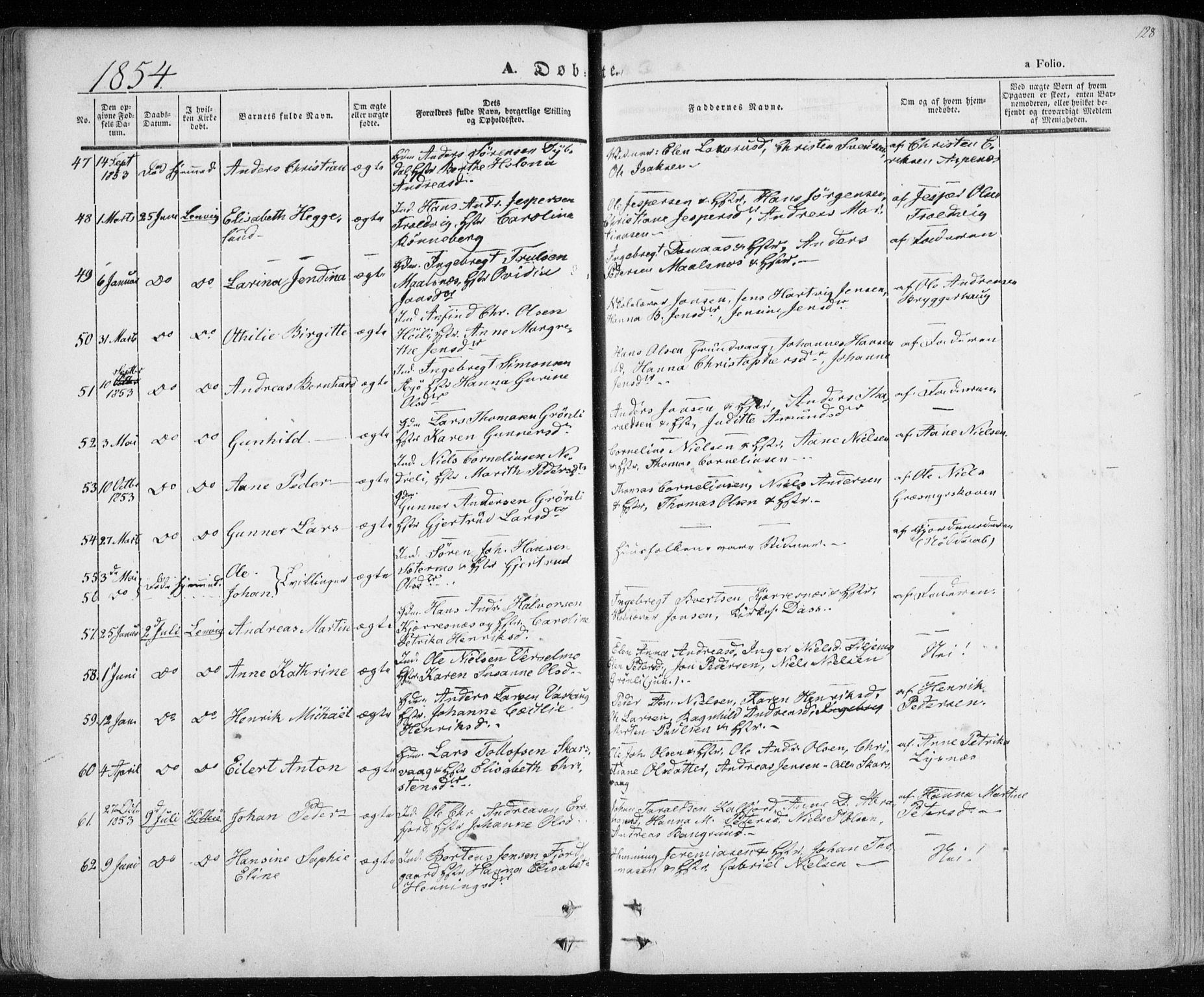 Lenvik sokneprestembete, AV/SATØ-S-1310/H/Ha/Haa/L0006kirke: Parish register (official) no. 6, 1845-1854, p. 128