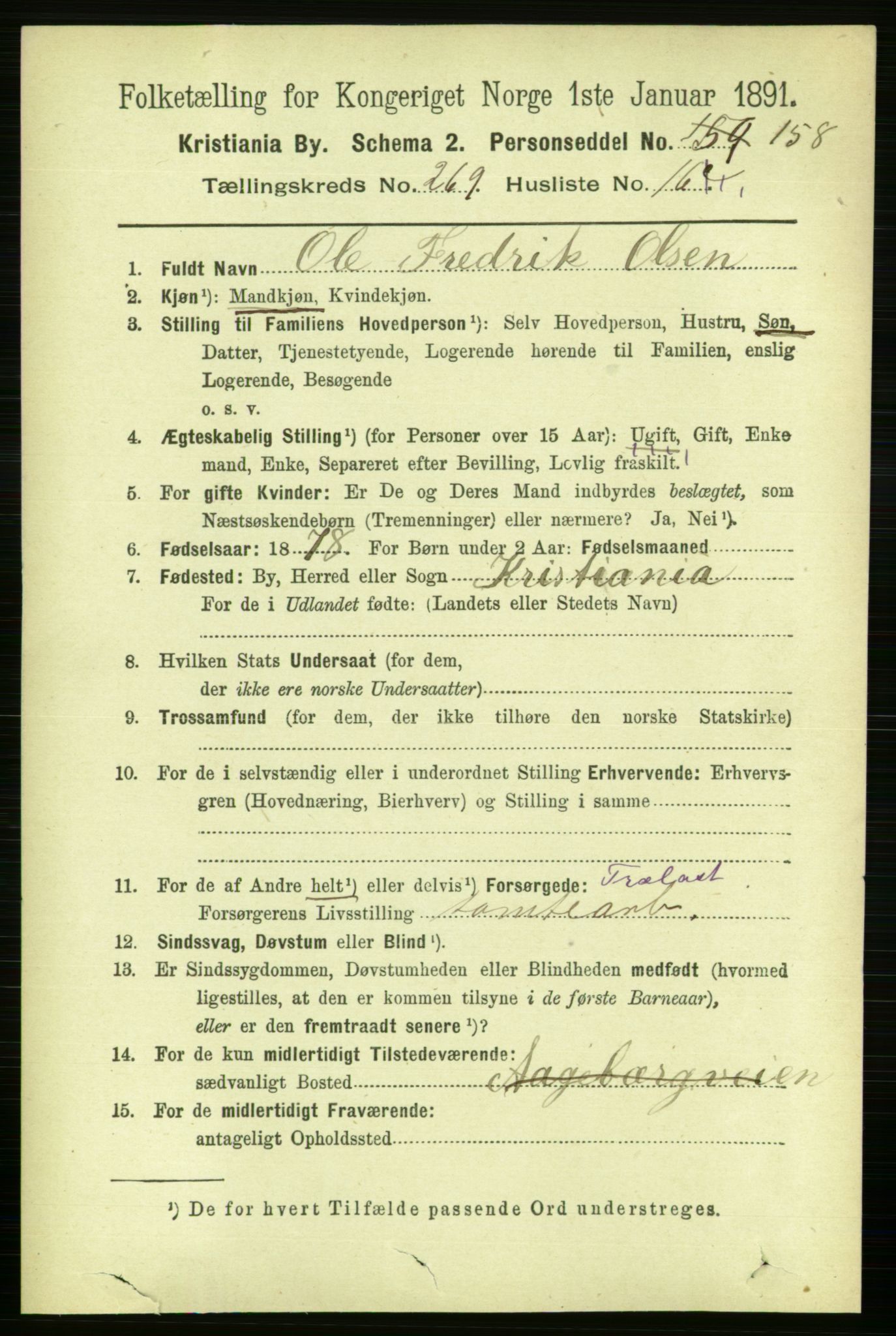 RA, 1891 census for 0301 Kristiania, 1891, p. 163511