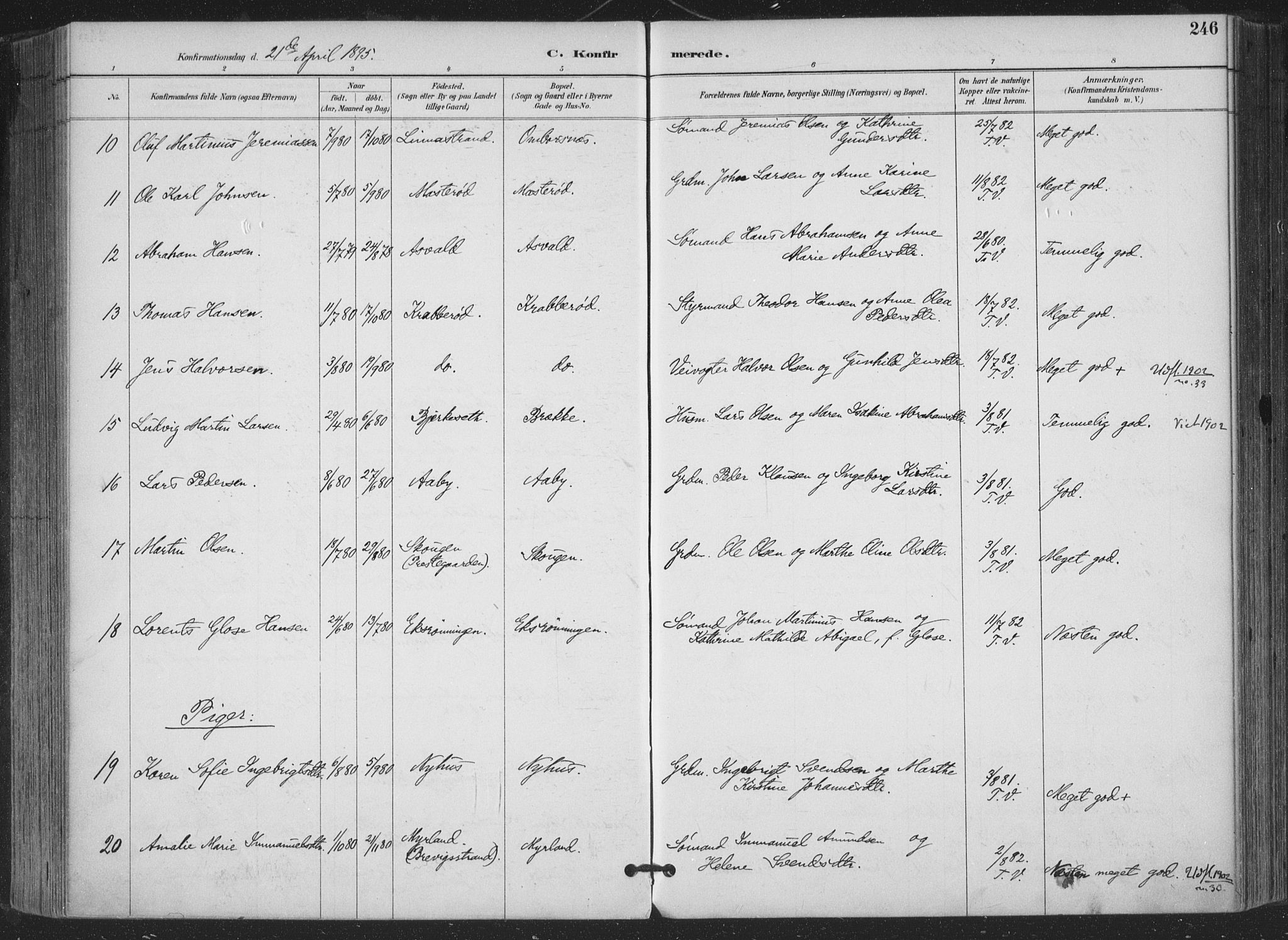 Bamble kirkebøker, AV/SAKO-A-253/F/Fa/L0008: Parish register (official) no. I 8, 1888-1900, p. 246