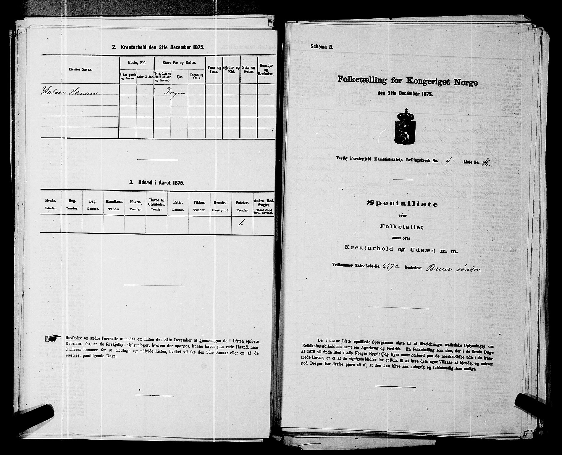 RA, 1875 census for 0211L Vestby/Vestby, Garder og Såner, 1875, p. 593