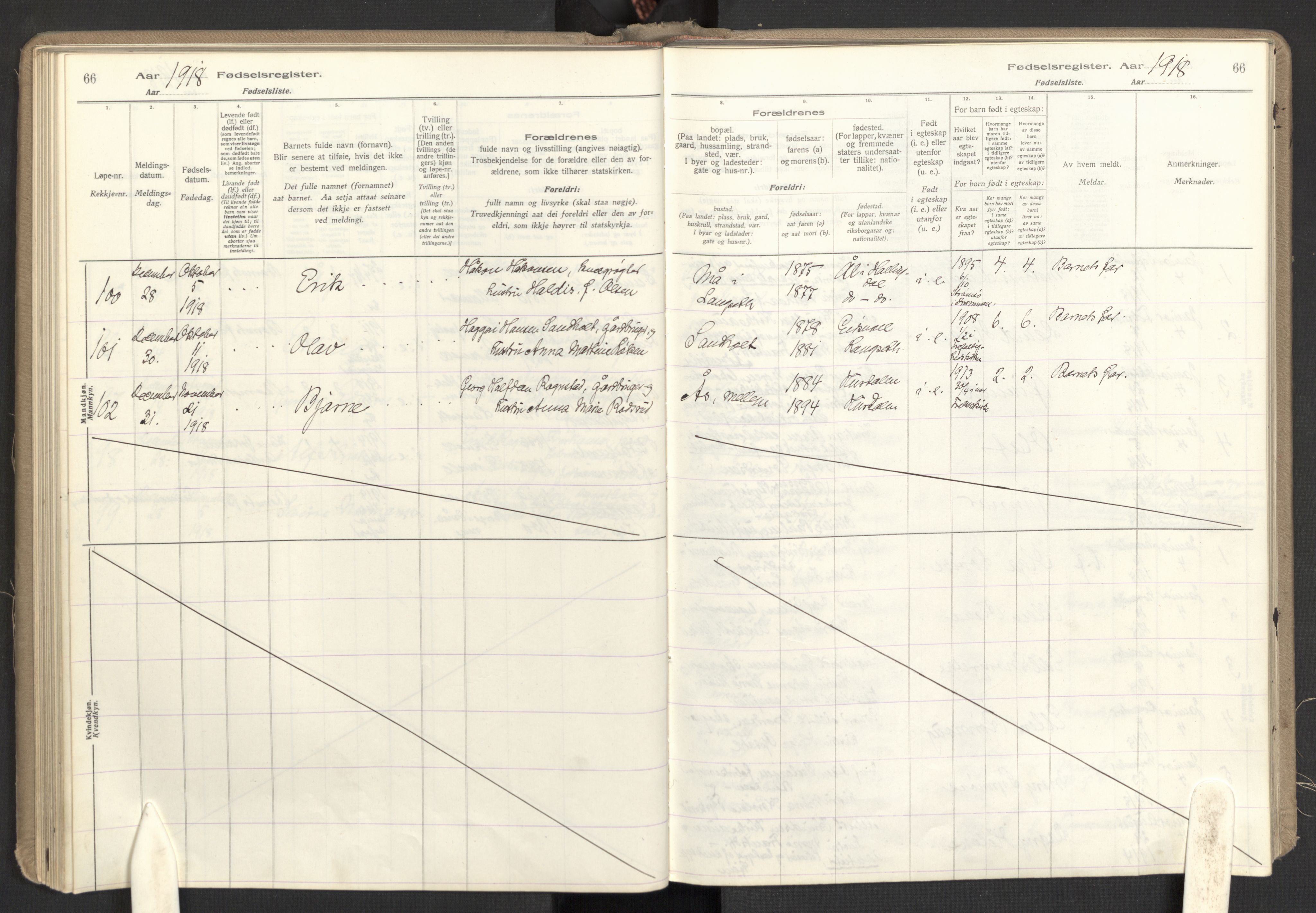 Eidsvoll prestekontor Kirkebøker, AV/SAO-A-10888/J/Ja/L0001: Birth register no. I 1, 1916-1924, p. 66