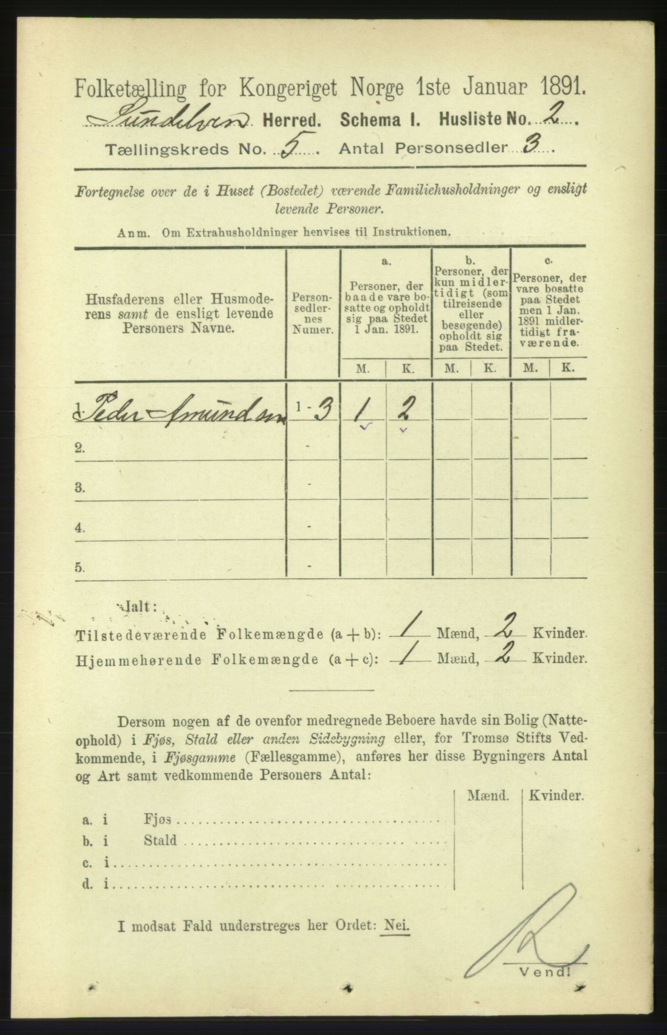 RA, 1891 census for 1523 Sunnylven, 1891, p. 1096