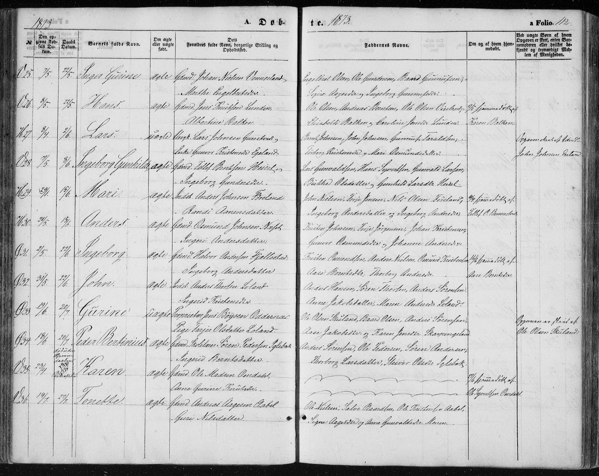 Vennesla sokneprestkontor, AV/SAK-1111-0045/Fa/Fac/L0007: Parish register (official) no. A 7, 1855-1873, p. 112