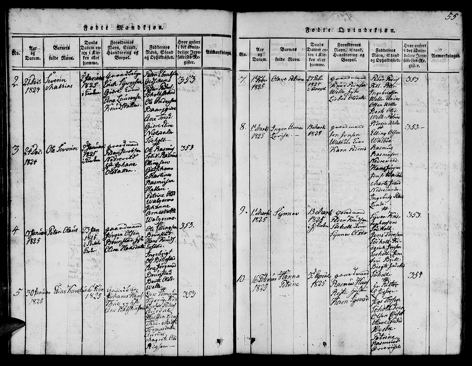 Ministerialprotokoller, klokkerbøker og fødselsregistre - Møre og Romsdal, AV/SAT-A-1454/522/L0322: Parish register (copy) no. 522C01, 1816-1830, p. 55