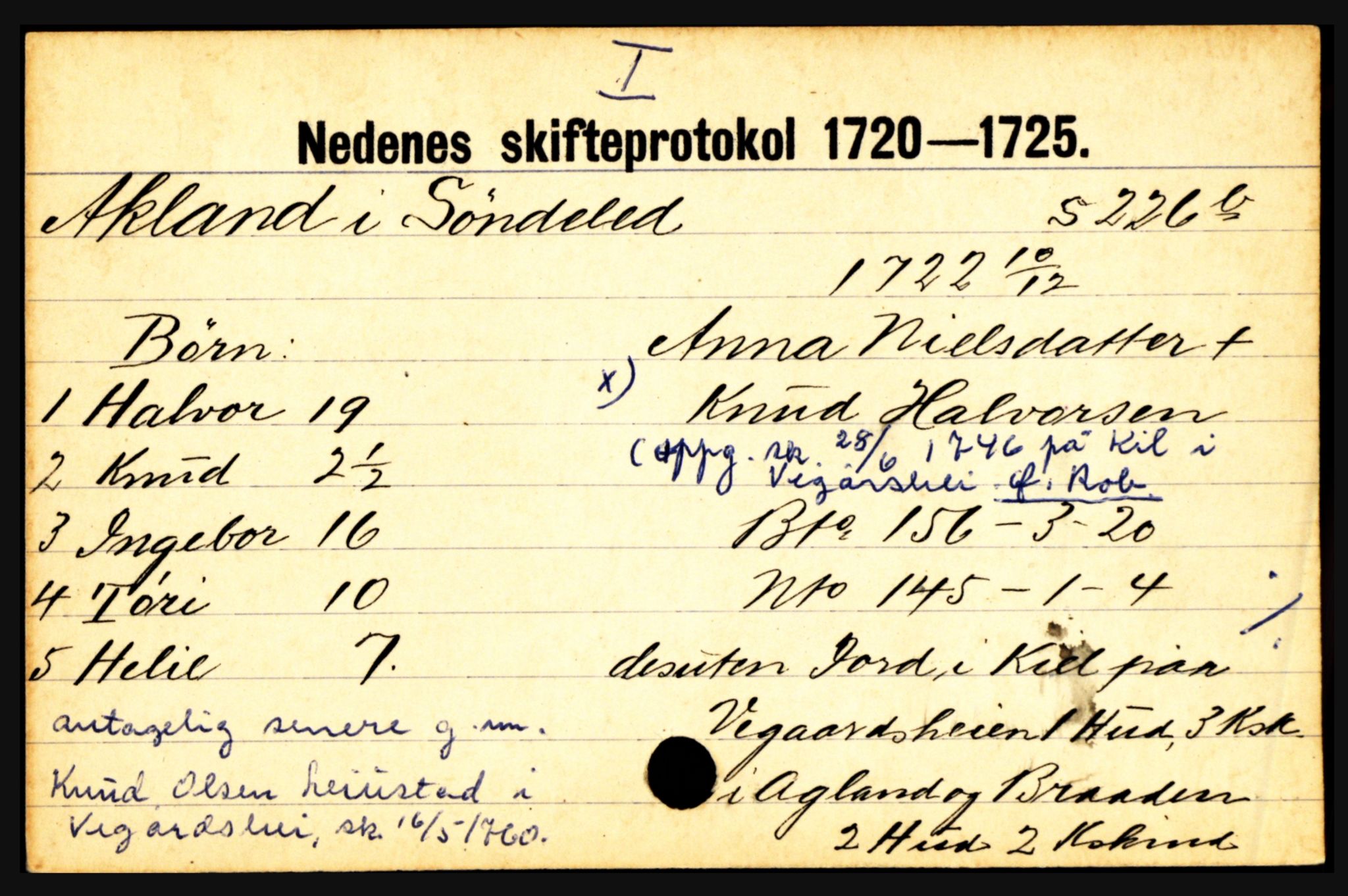 Nedenes sorenskriveri før 1824, AV/SAK-1221-0007/H, p. 23