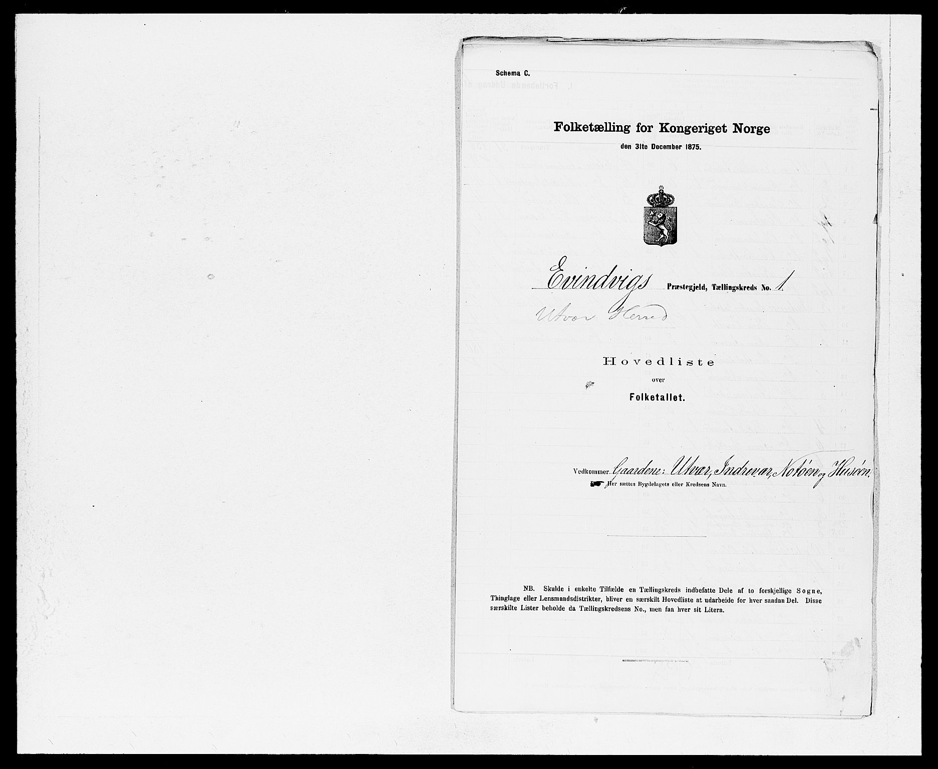 SAB, 1875 census for 1411P Eivindvik, 1875, p. 945