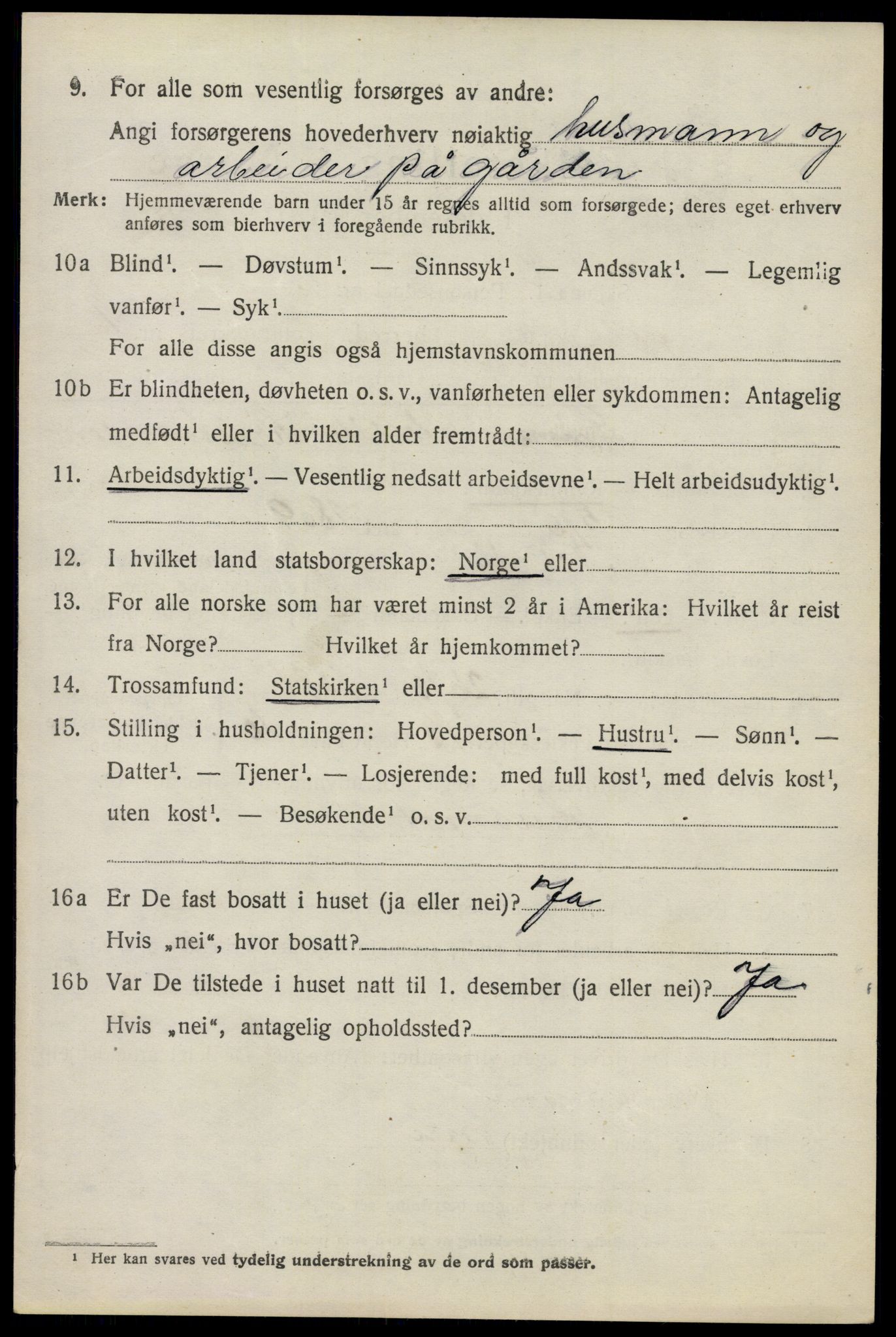 SAO, 1920 census for Nes, 1920, p. 3391