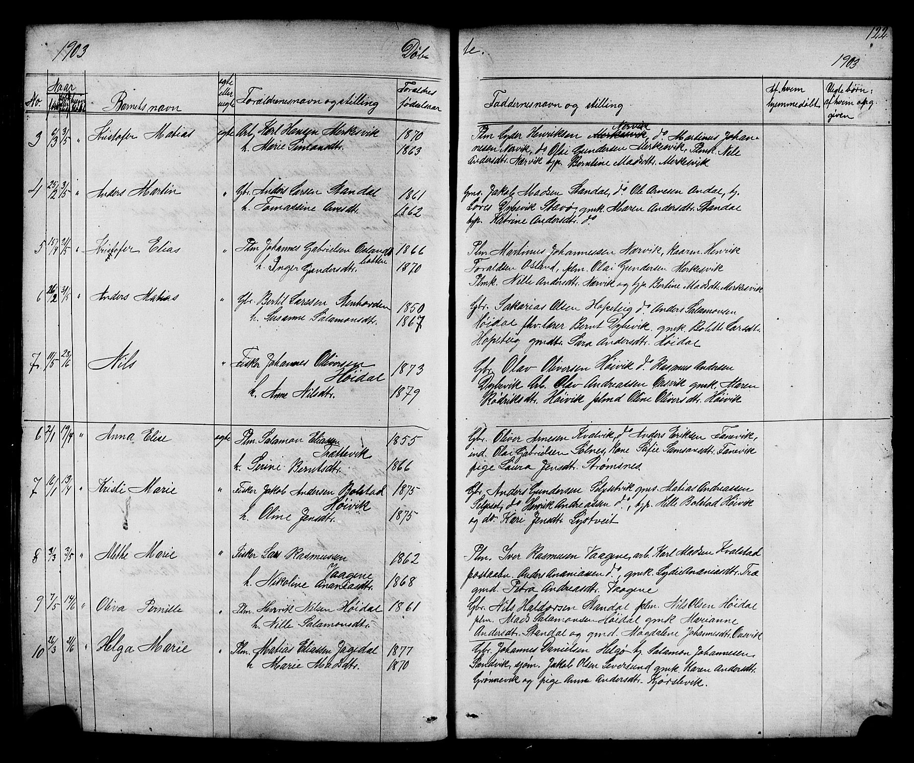 Kinn sokneprestembete, AV/SAB-A-80801/H/Hab/Habc/L0002: Parish register (copy) no. C 2, 1869-1918, p. 122