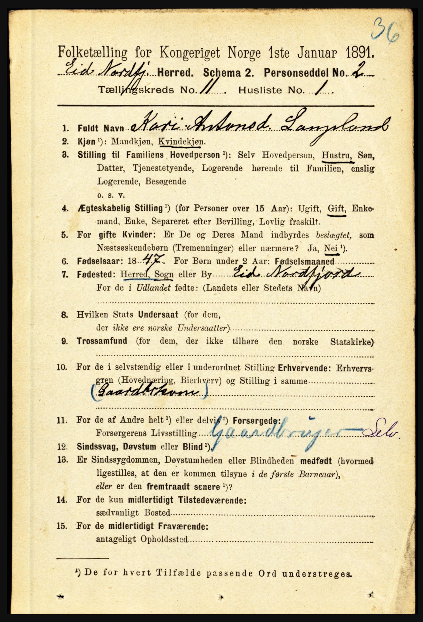 RA, 1891 census for 1443 Eid, 1891, p. 3612