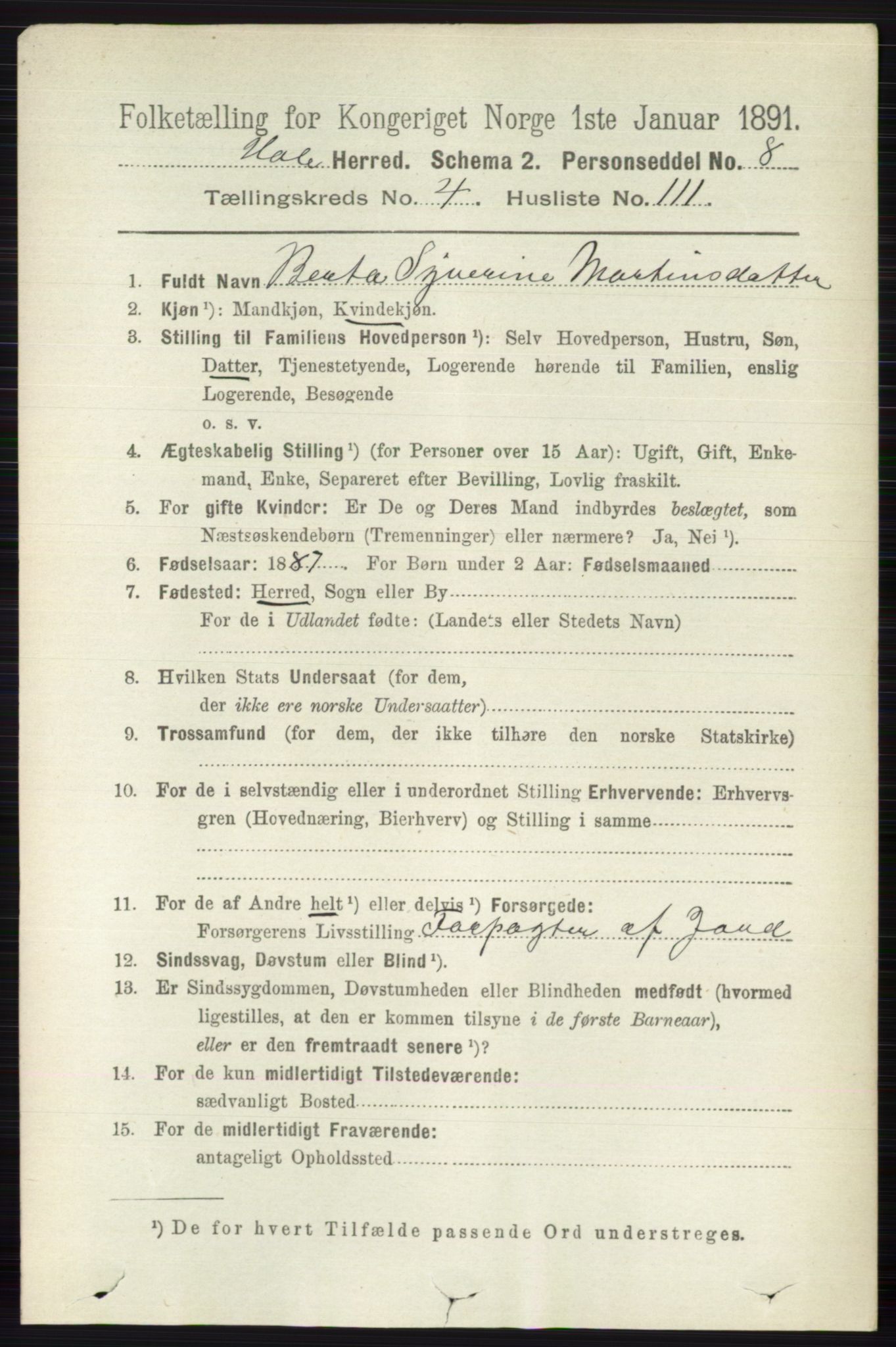 RA, 1891 census for 0612 Hole, 1891, p. 2433