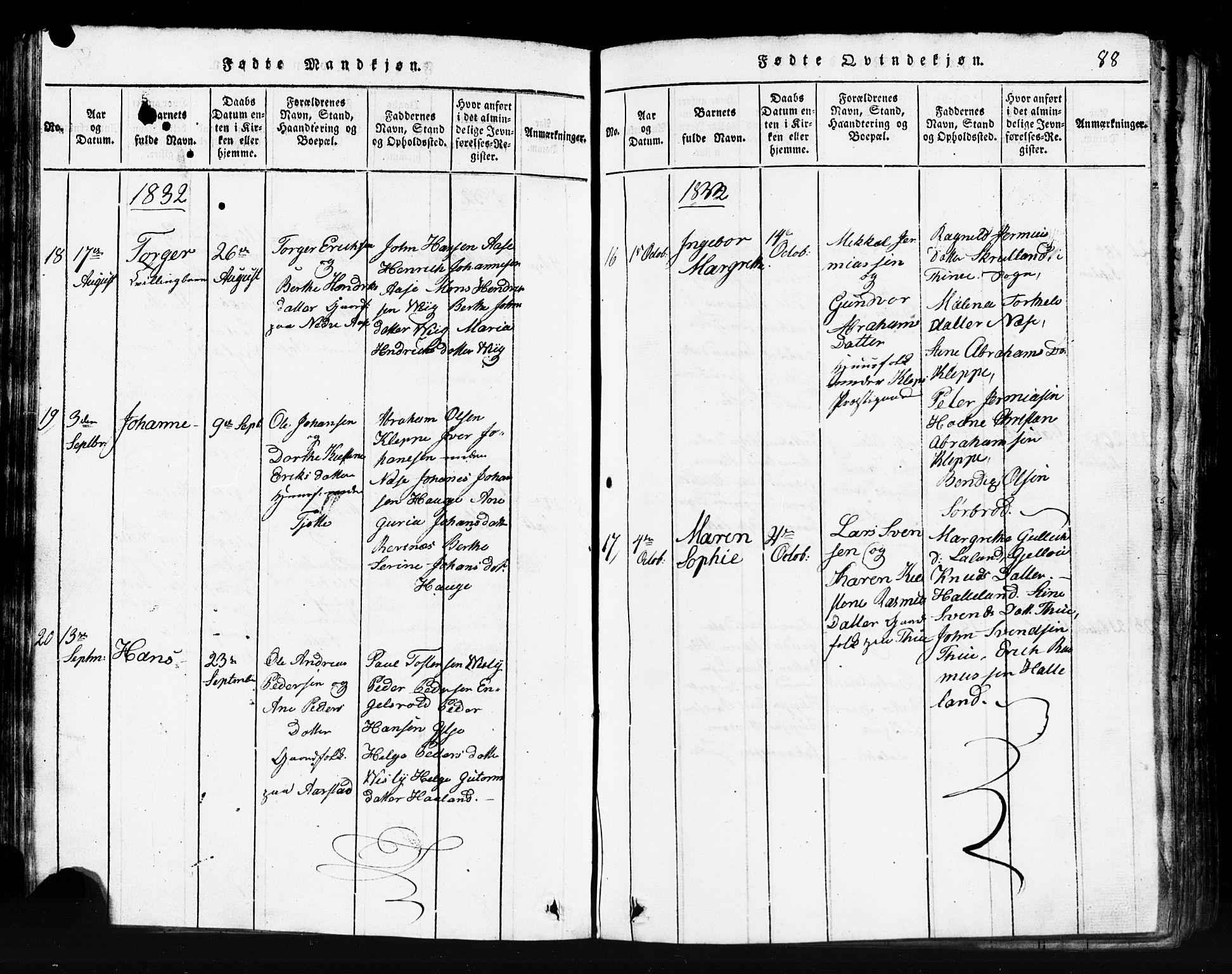 Klepp sokneprestkontor, AV/SAST-A-101803/001/3/30BB/L0001: Parish register (copy) no.  B 1, 1816-1859, p. 88