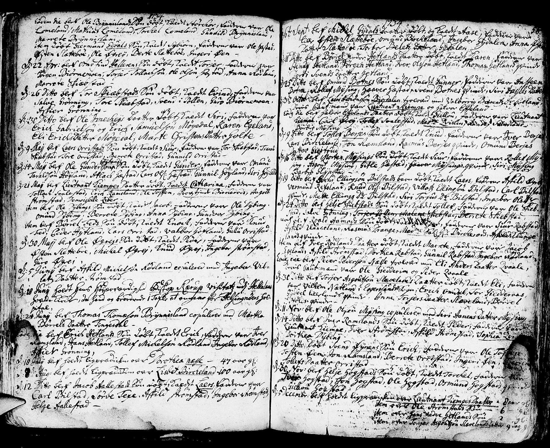 Helleland sokneprestkontor, AV/SAST-A-101810: Parish register (official) no. A 1 /1, 1713-1761, p. 56