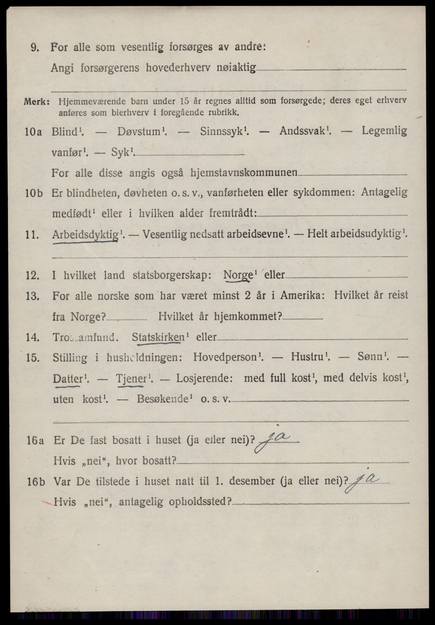 SAT, 1920 census for Volda, 1920, p. 9865