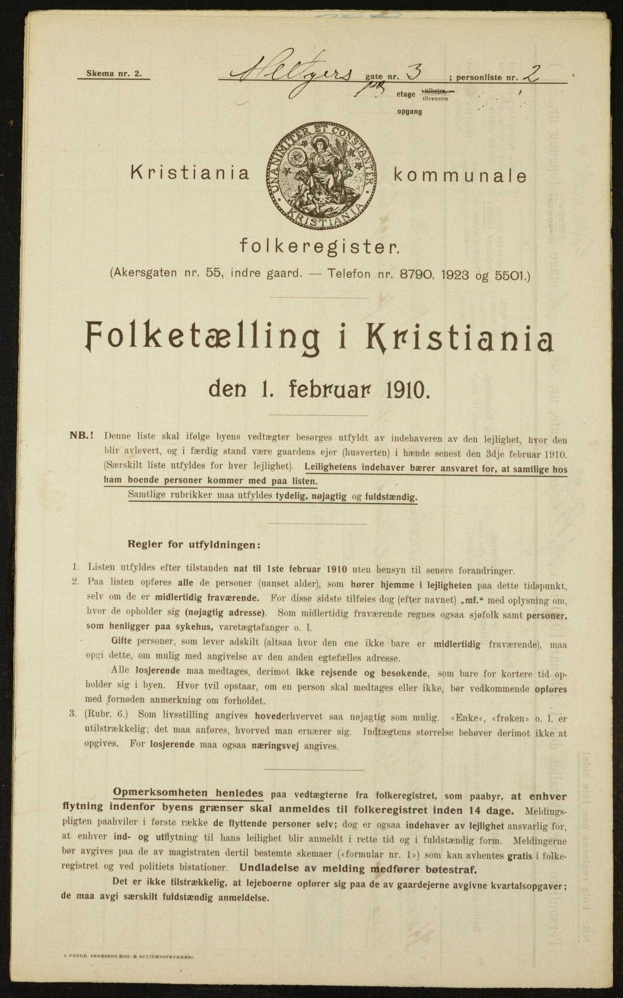 OBA, Municipal Census 1910 for Kristiania, 1910, p. 63086