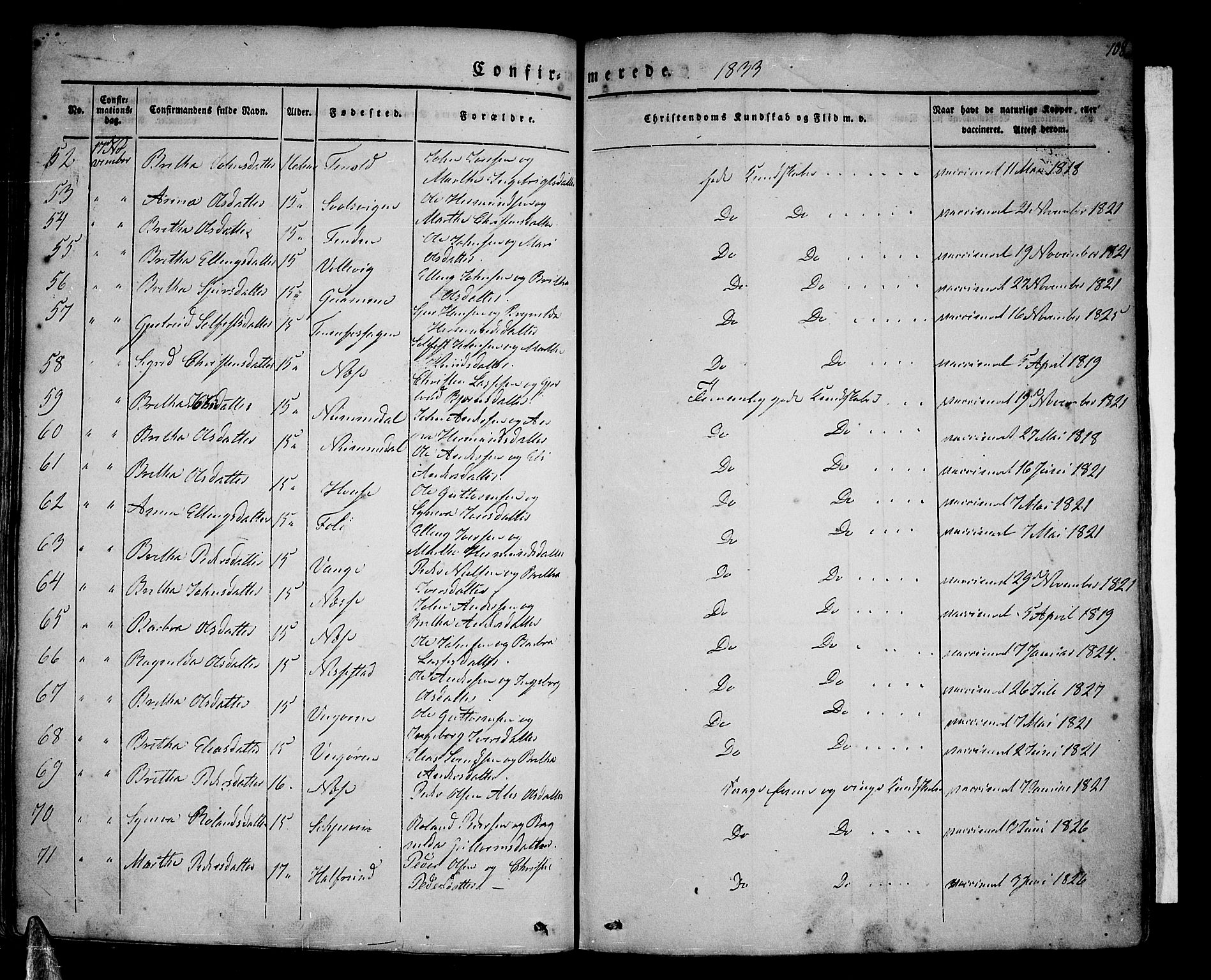 Vik sokneprestembete, AV/SAB-A-81501/H/Haa/Haaa/L0007: Parish register (official) no. A 7, 1831-1845, p. 108