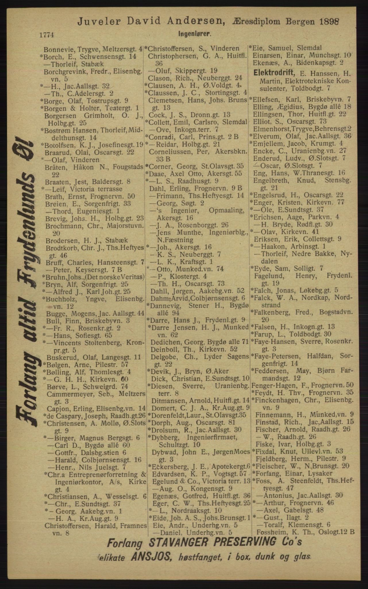 Kristiania/Oslo adressebok, PUBL/-, 1913, p. 1730