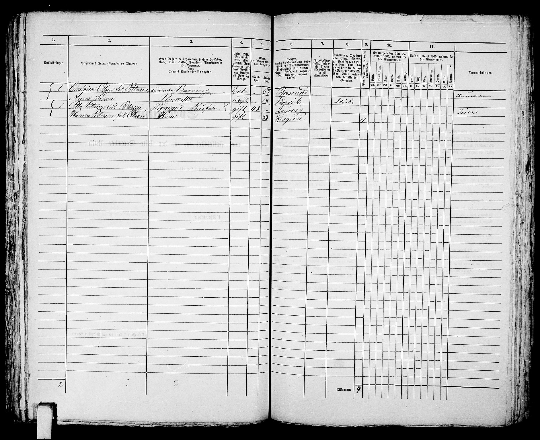 RA, 1865 census for Porsgrunn, 1865, p. 663