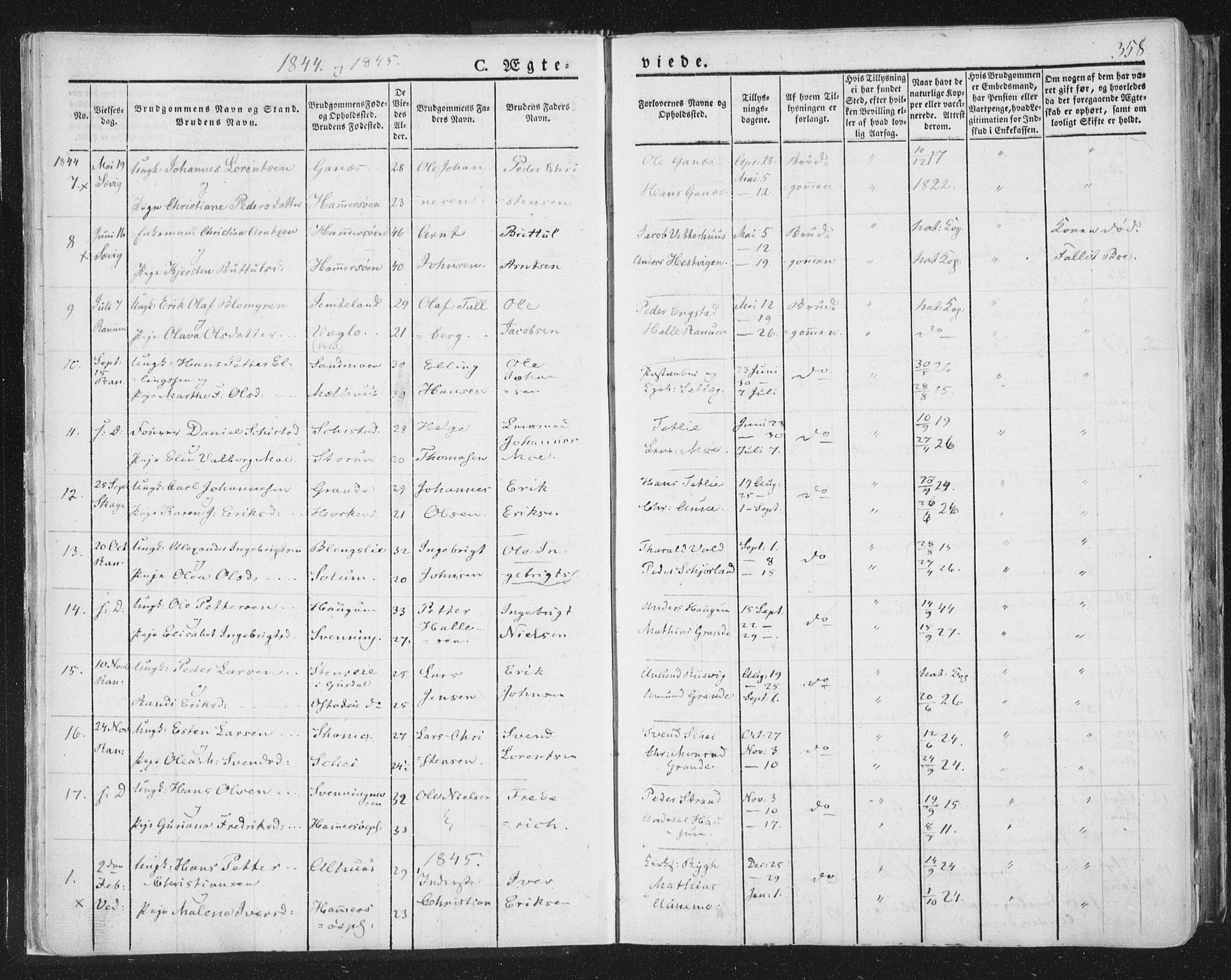 Ministerialprotokoller, klokkerbøker og fødselsregistre - Nord-Trøndelag, SAT/A-1458/764/L0552: Parish register (official) no. 764A07b, 1824-1865, p. 358