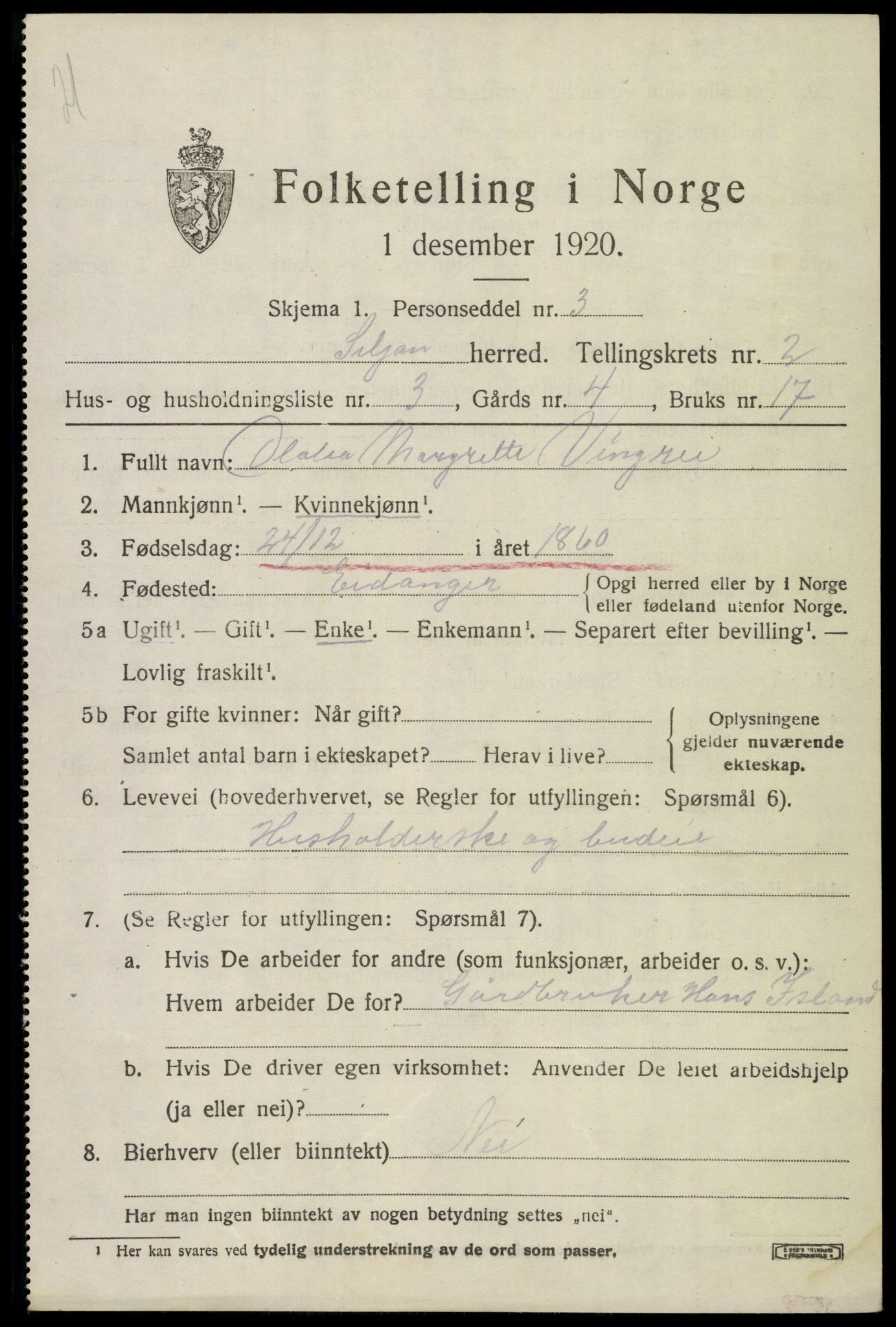 SAKO, 1920 census for Siljan, 1920, p. 961