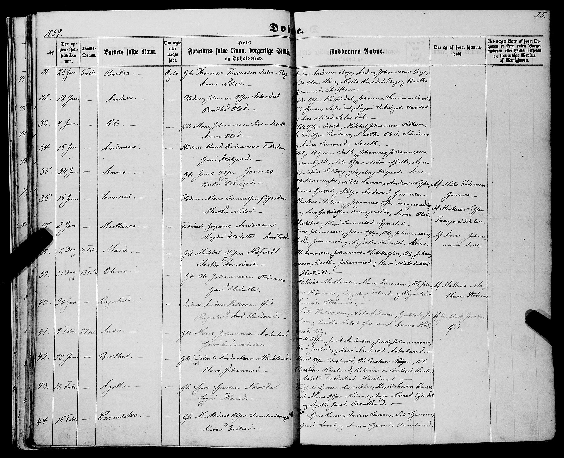 Haus sokneprestembete, AV/SAB-A-75601/H/Haa: Parish register (official) no. A 17, 1858-1870, p. 25