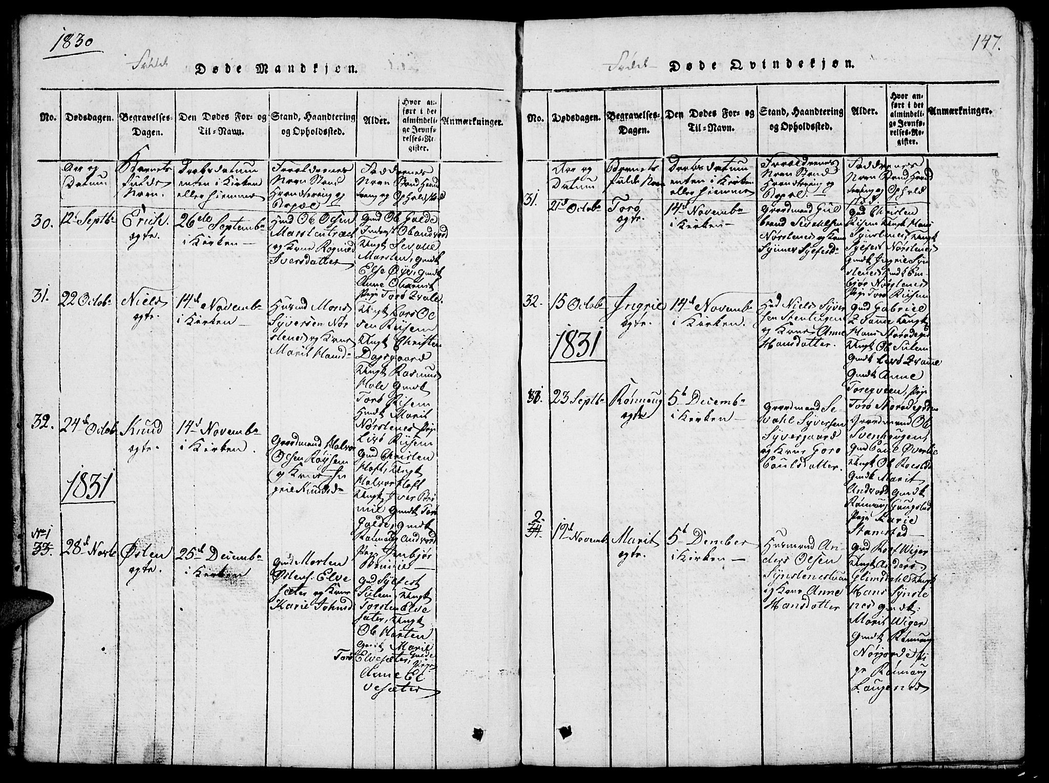 Lom prestekontor, SAH/PREST-070/L/L0001: Parish register (copy) no. 1, 1815-1836, p. 147