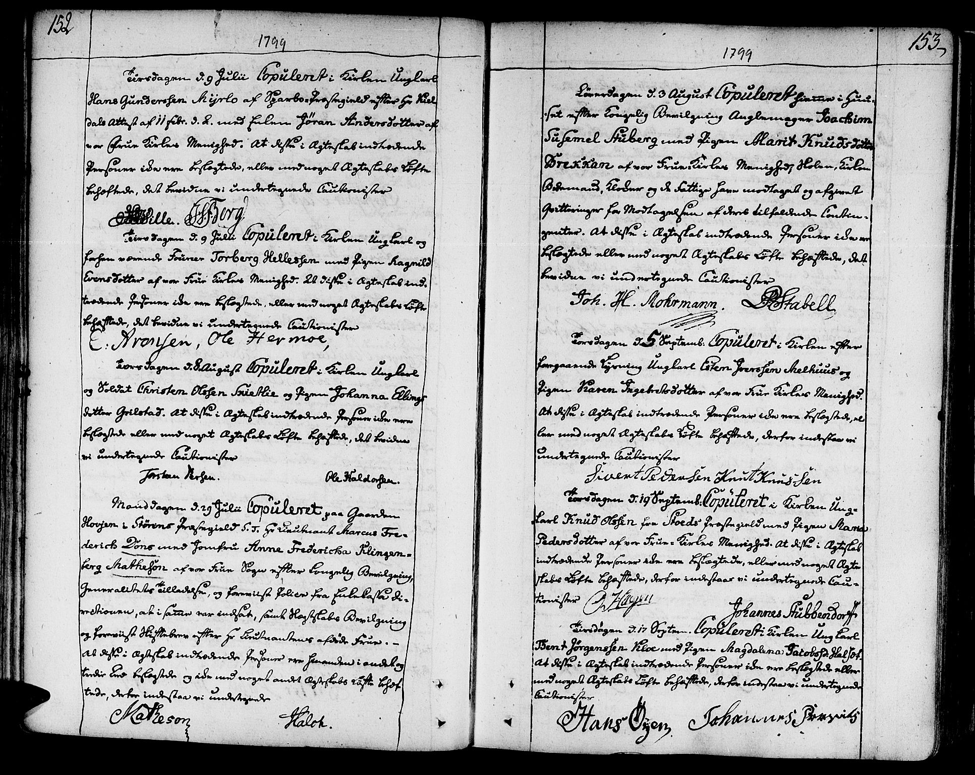 Ministerialprotokoller, klokkerbøker og fødselsregistre - Sør-Trøndelag, SAT/A-1456/602/L0105: Parish register (official) no. 602A03, 1774-1814, p. 152-153