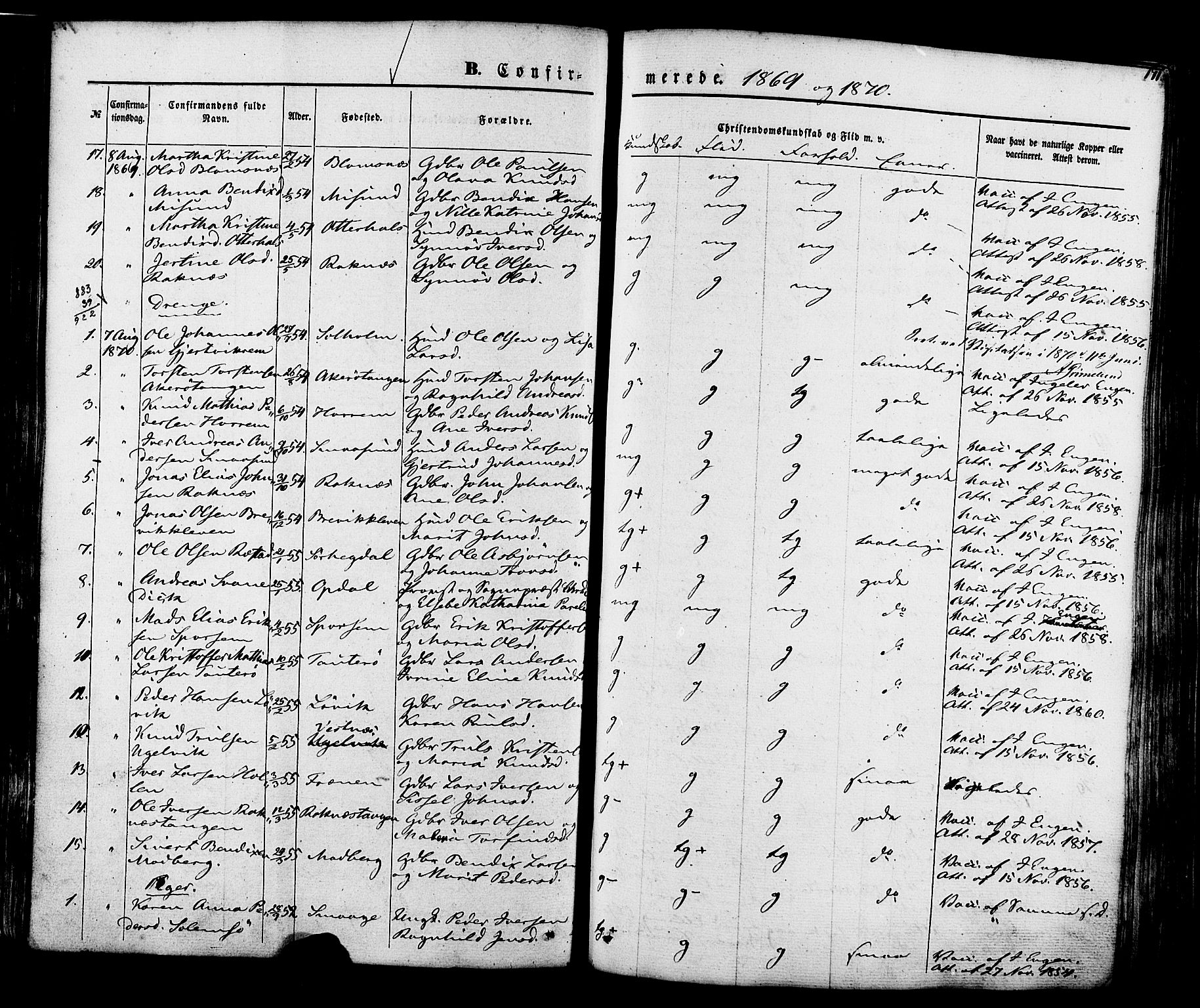 Ministerialprotokoller, klokkerbøker og fødselsregistre - Møre og Romsdal, SAT/A-1454/560/L0719: Parish register (official) no. 560A03, 1845-1872, p. 171