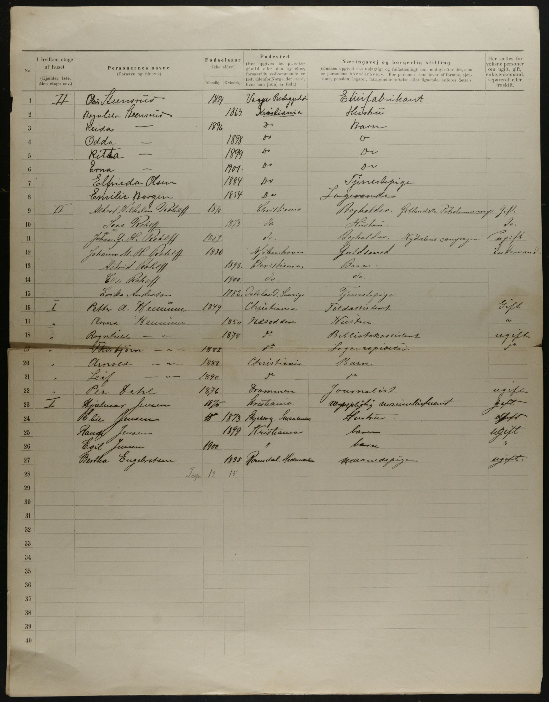 OBA, Municipal Census 1901 for Kristiania, 1901, p. 15293