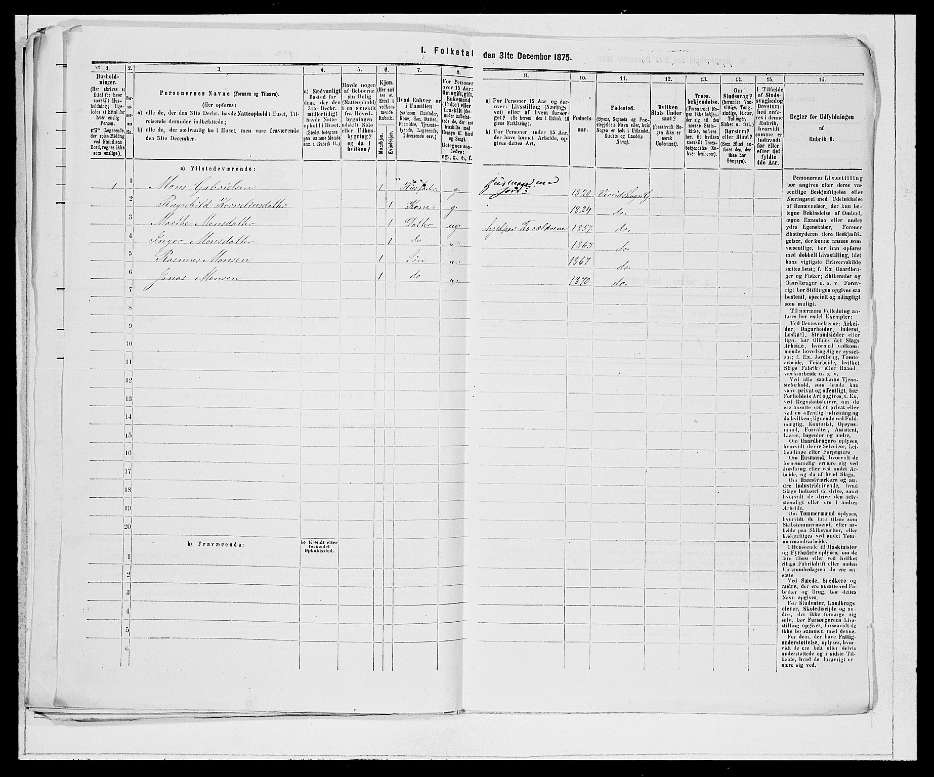 SAB, 1875 Census for 1445P Gloppen, 1875, p. 278