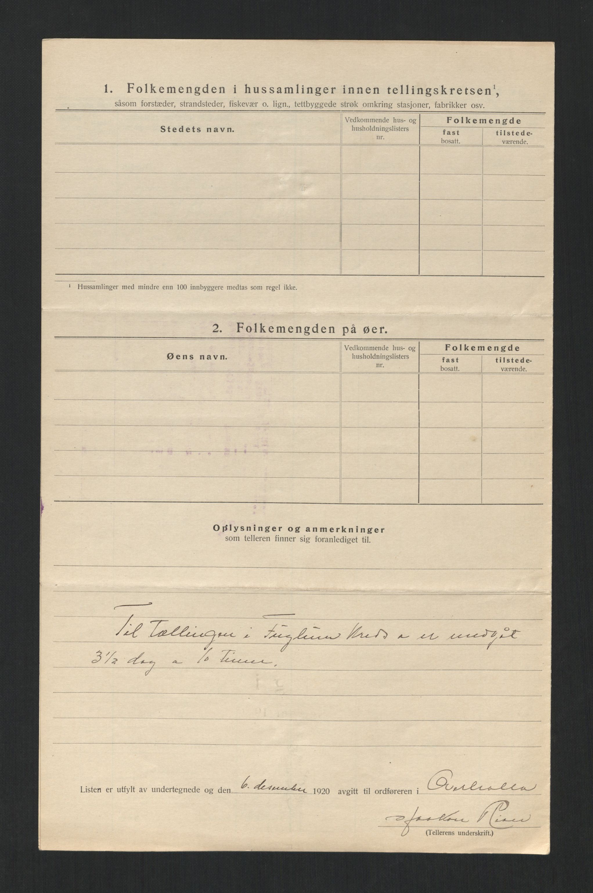 SAT, 1920 census for Overhalla, 1920, p. 13