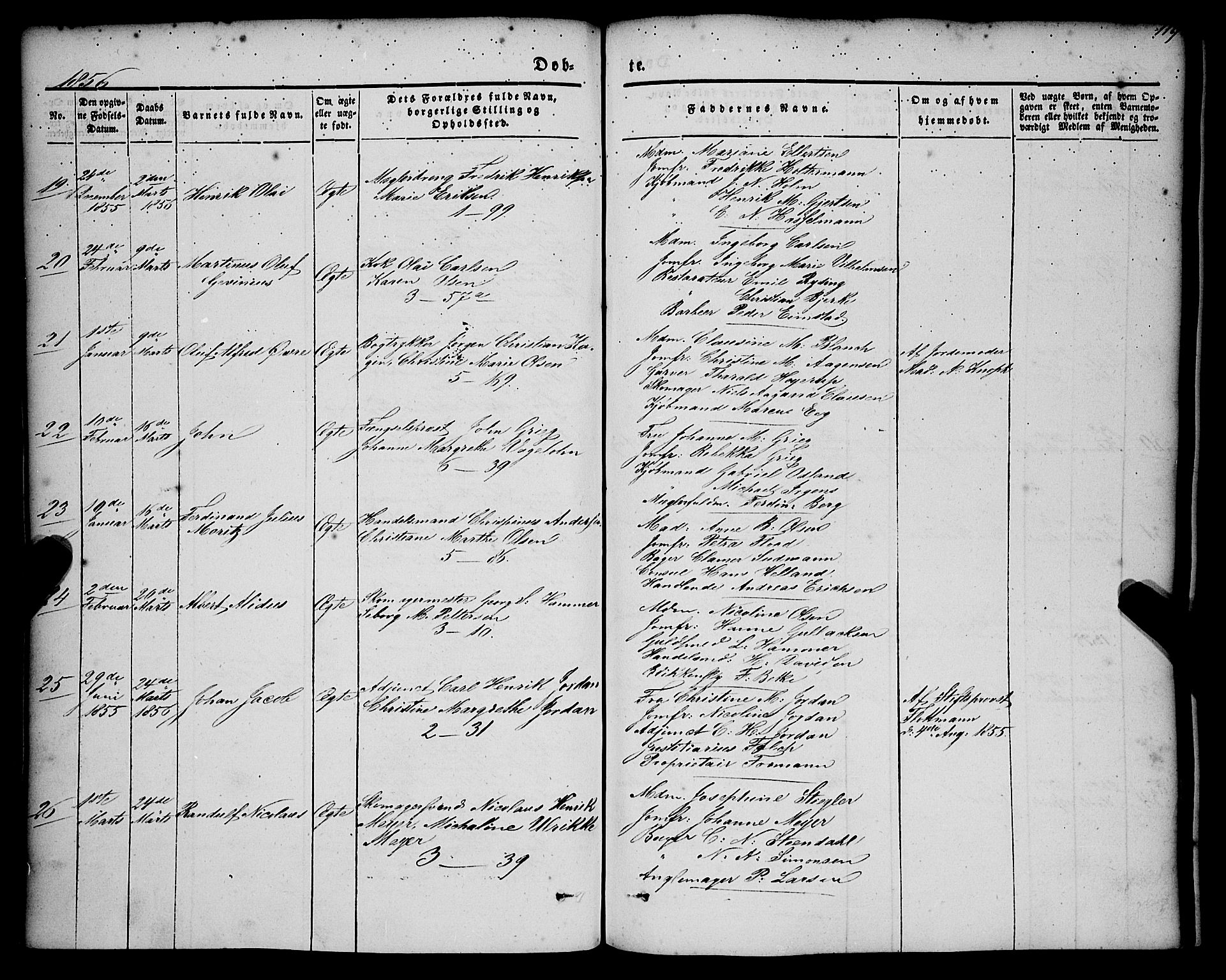 Nykirken Sokneprestembete, AV/SAB-A-77101/H/Haa/L0014: Parish register (official) no. B 1, 1844-1858, p. 119