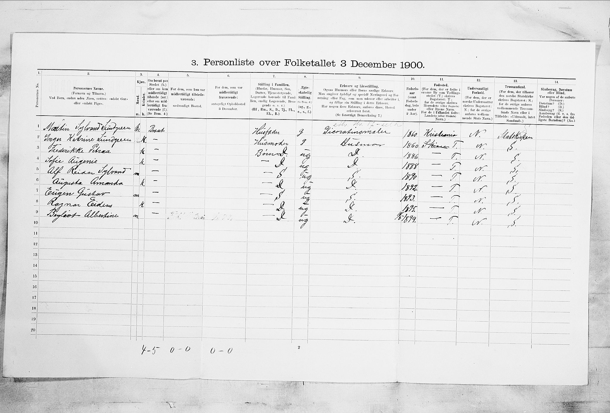 SAKO, 1900 census for Skien, 1900, p. 783