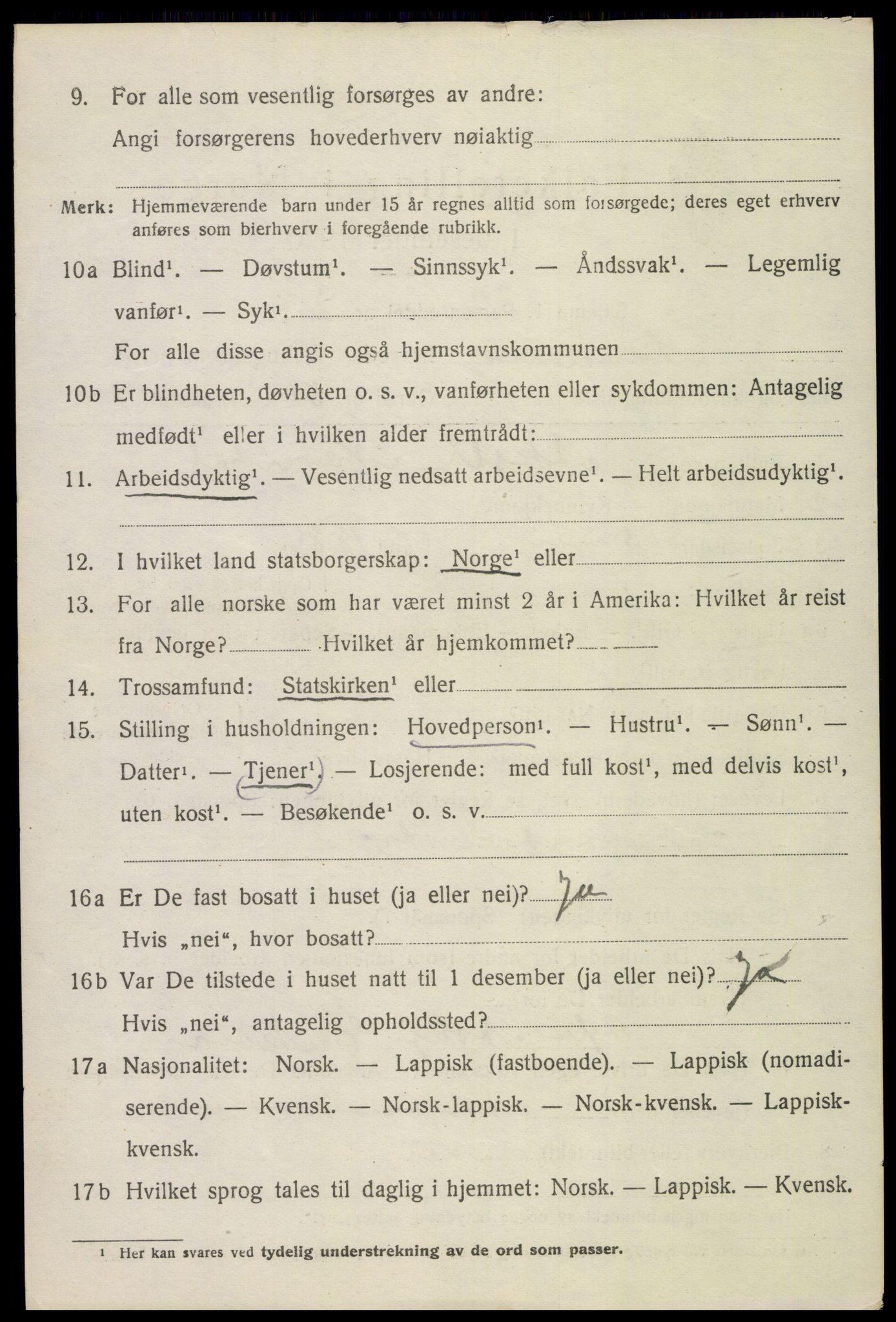 SAT, 1920 census for Langenes, 1920, p. 1957