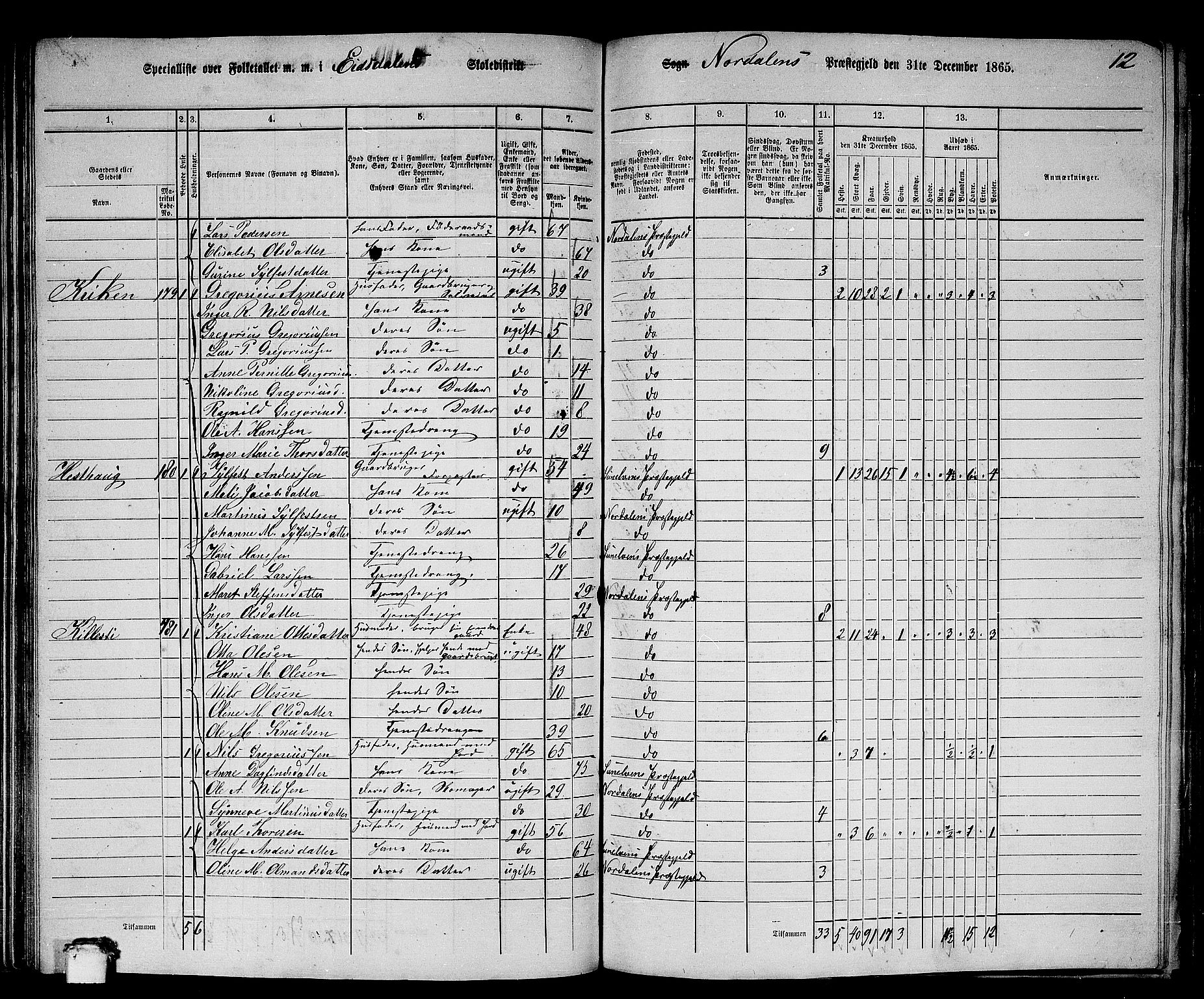 RA, 1865 census for Norddal, 1865, p. 85