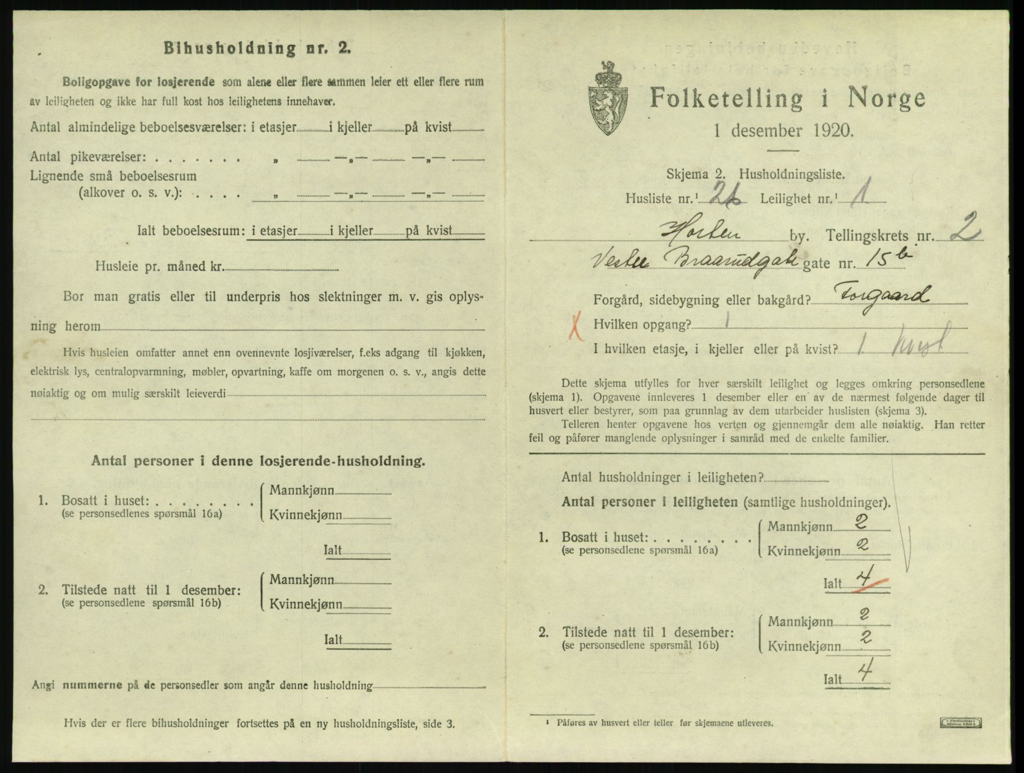 SAKO, 1920 census for Horten, 1920, p. 3385