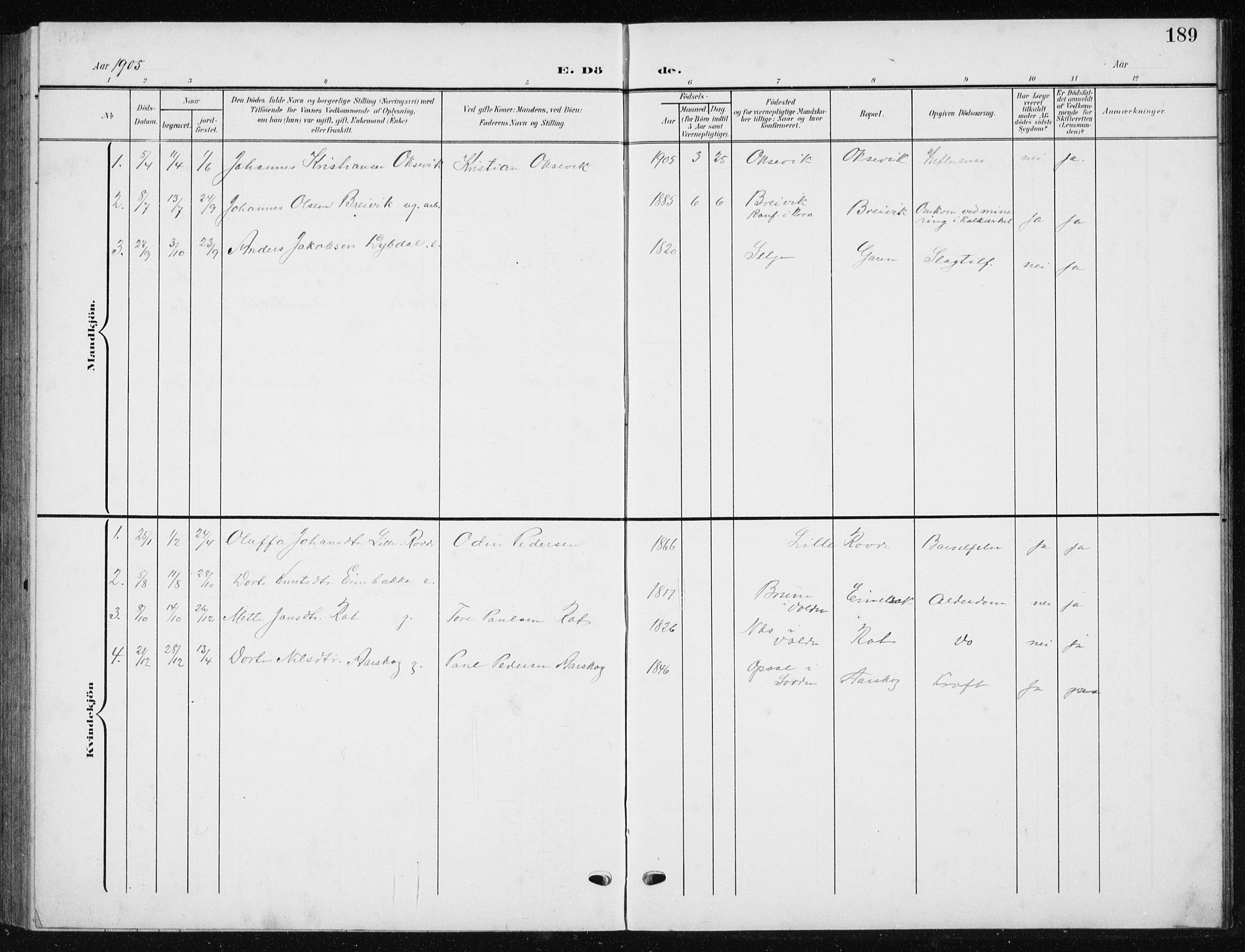 Ministerialprotokoller, klokkerbøker og fødselsregistre - Møre og Romsdal, AV/SAT-A-1454/504/L0061: Parish register (copy) no. 504C03, 1902-1940, p. 189