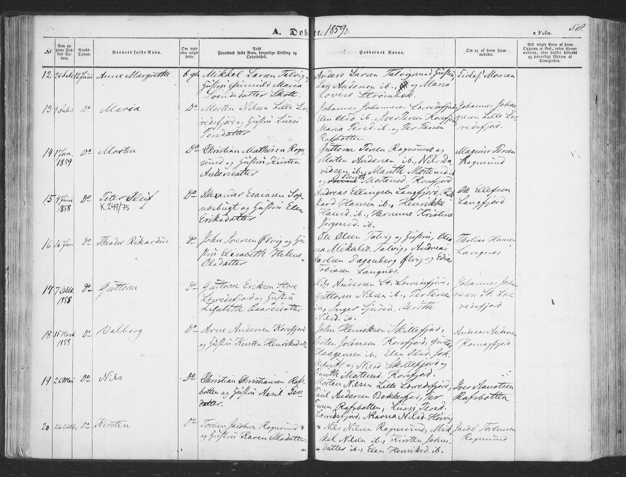 Talvik sokneprestkontor, SATØ/S-1337/H/Ha/L0010kirke: Parish register (official) no. 10, 1852-1864, p. 58